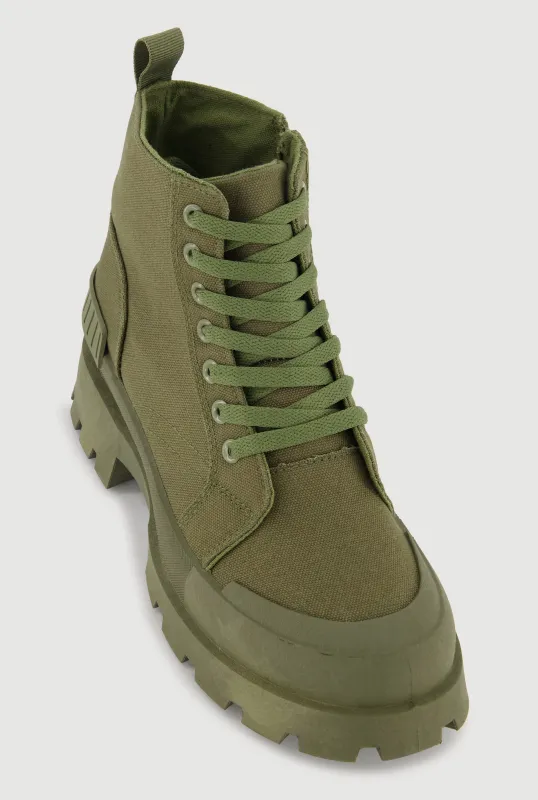 Lace Up Chunky Platform Combat Boots made by Rainbow