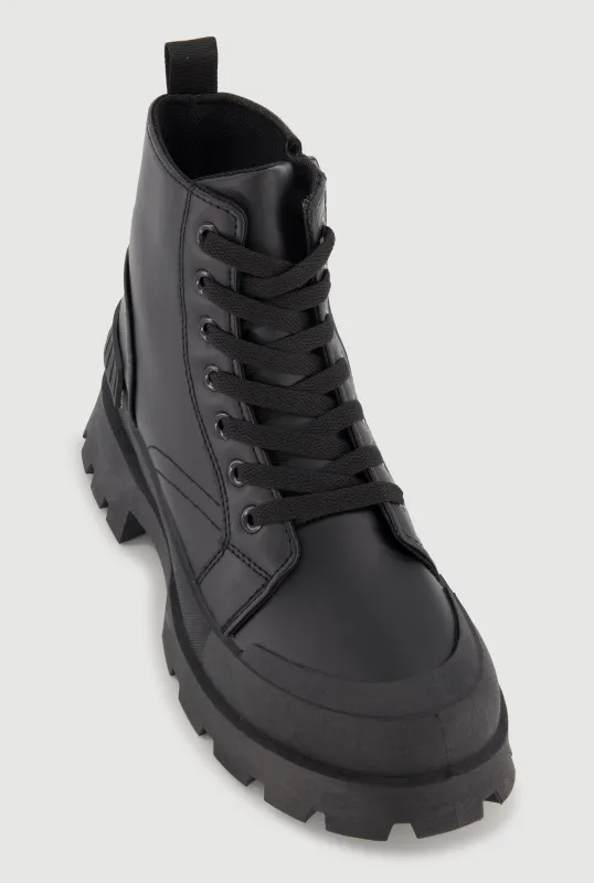 Lace Up Chunky Platform Combat Boots made by Rainbow