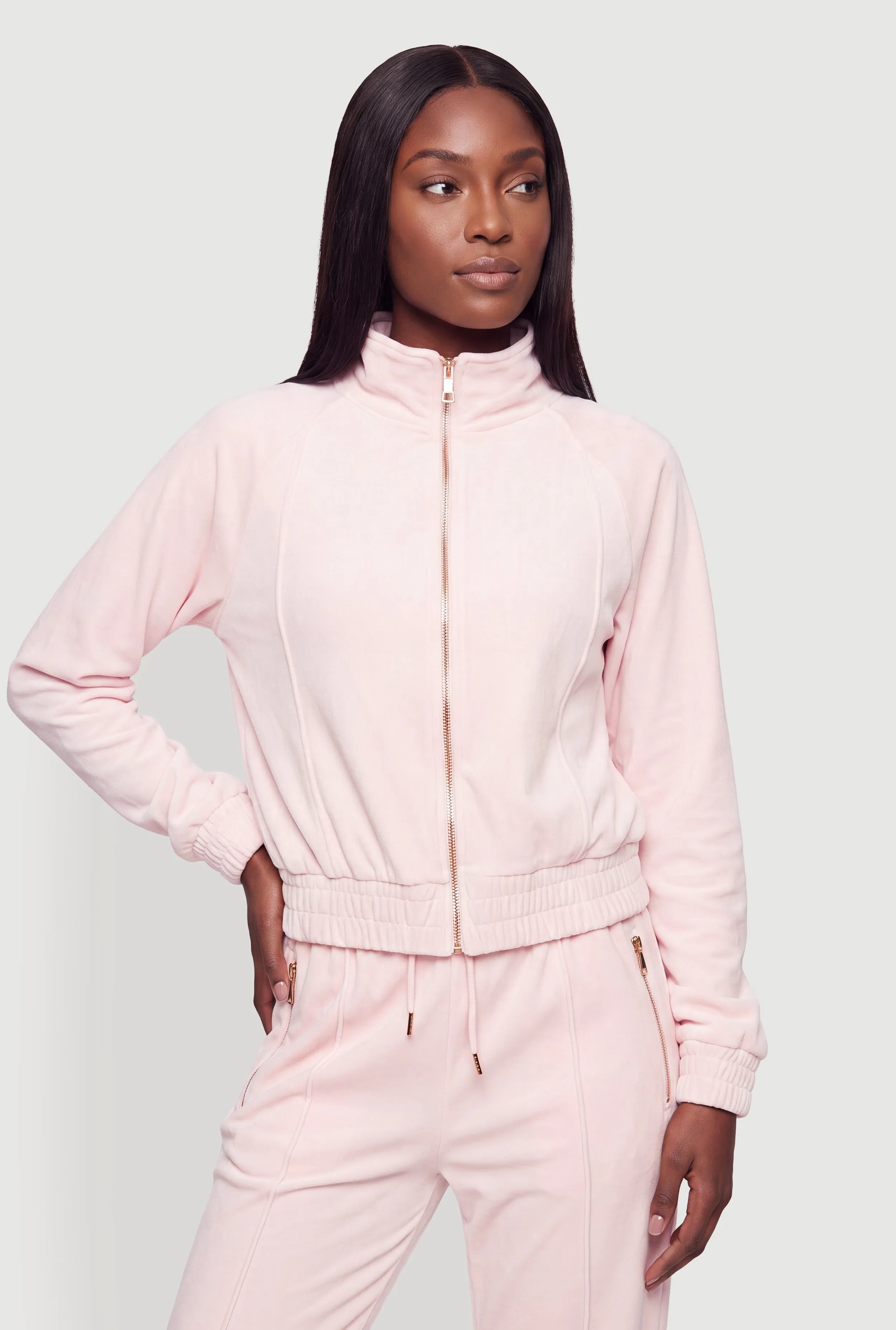 Mock Neck Zip Front Velour Top sold by Rainbow product image thumbnail 2