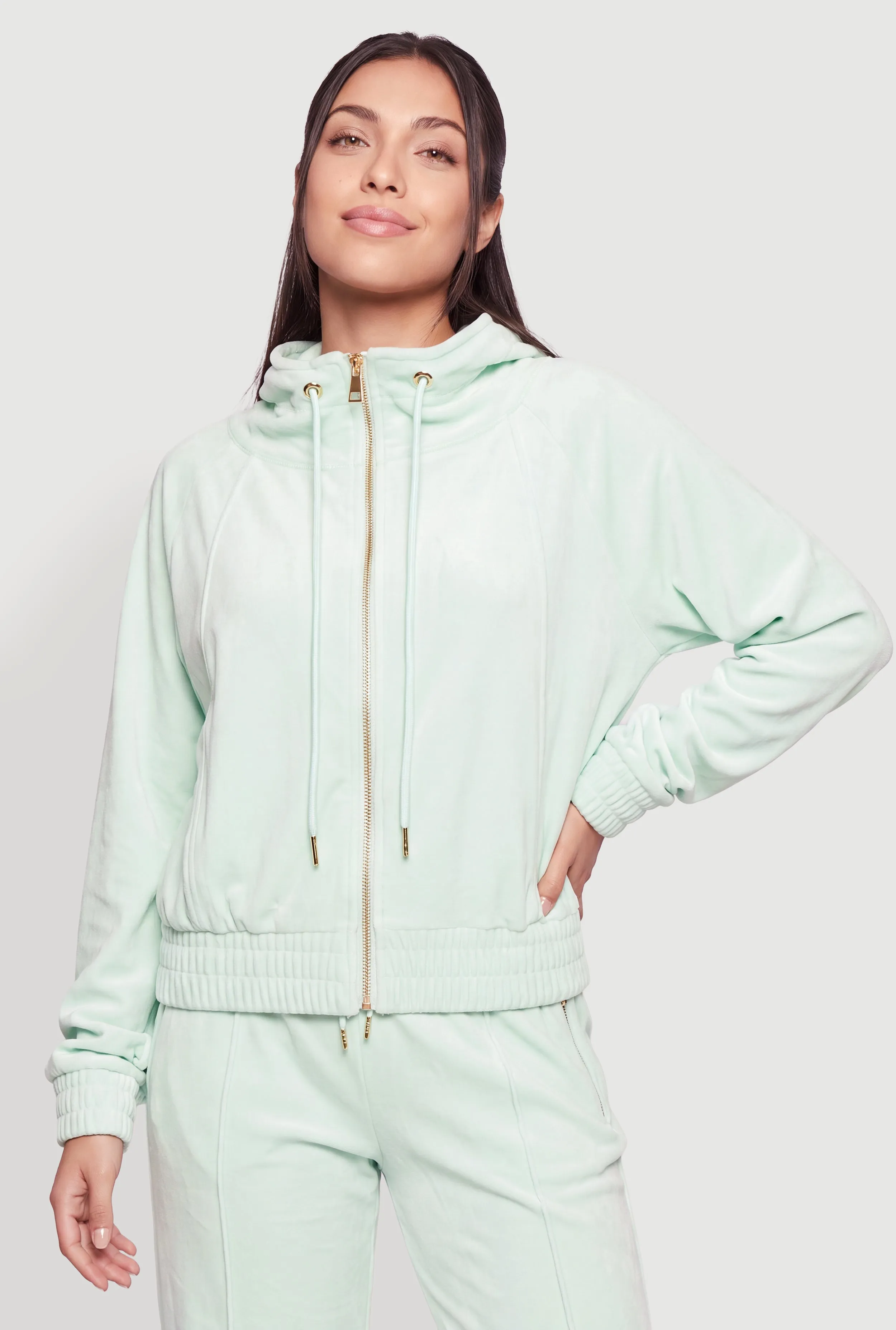 Mock Neck Zip Front Velour Top sold by Rainbow product image thumbnail 3