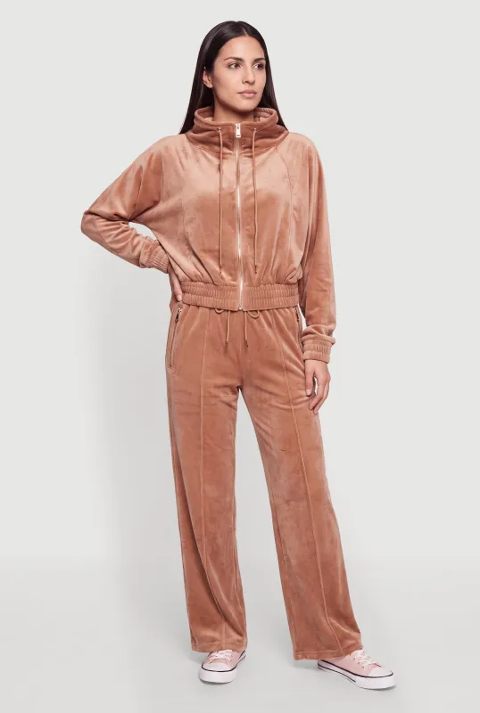 Zip Pocket Velour Pants made by Rainbow