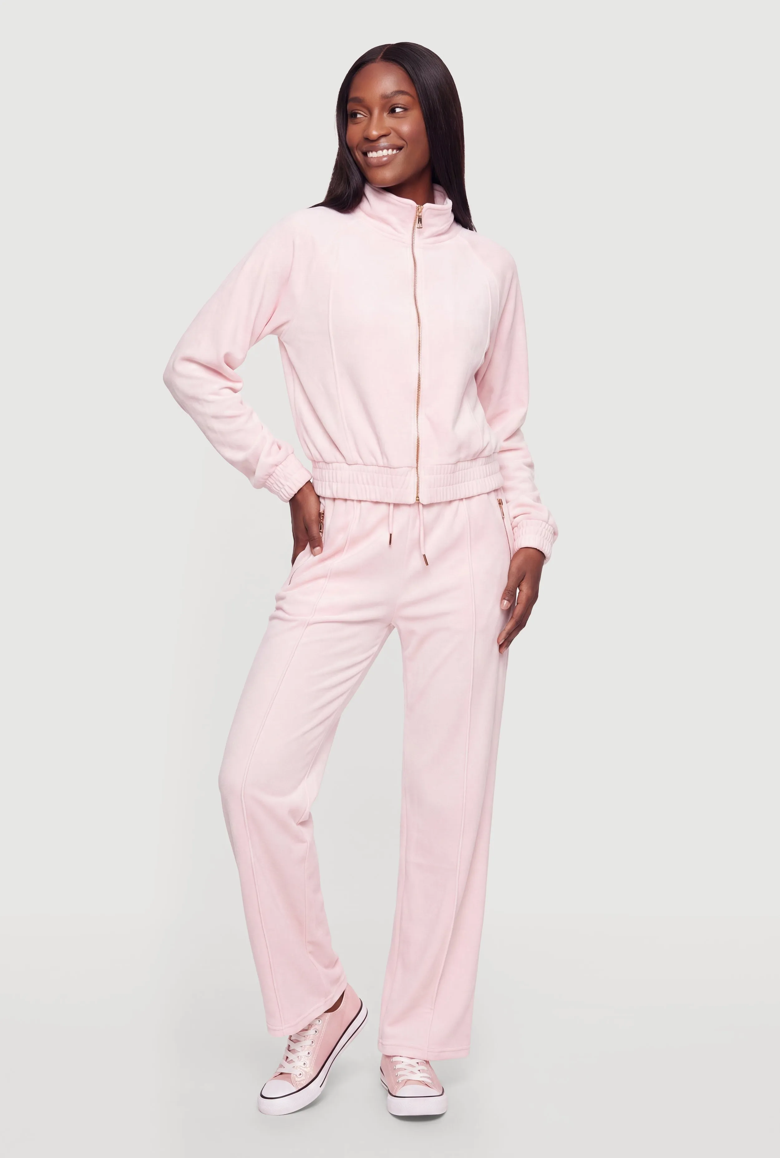 Zip Pocket Velour Pants sold by Rainbow