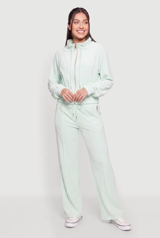Zip Pocket Velour Pants made by Rainbow
