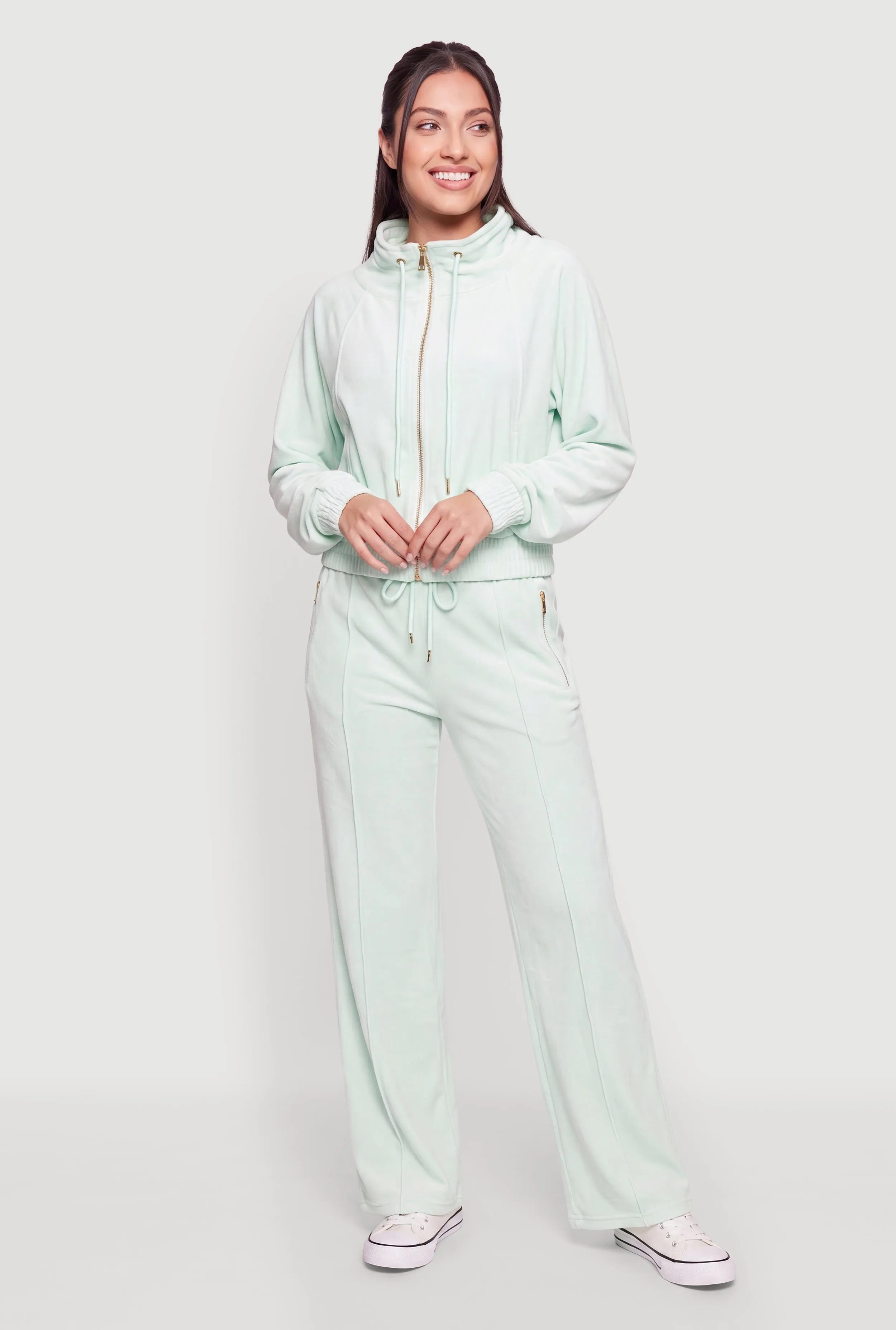 Zip Pocket Velour Pants sold by Rainbow