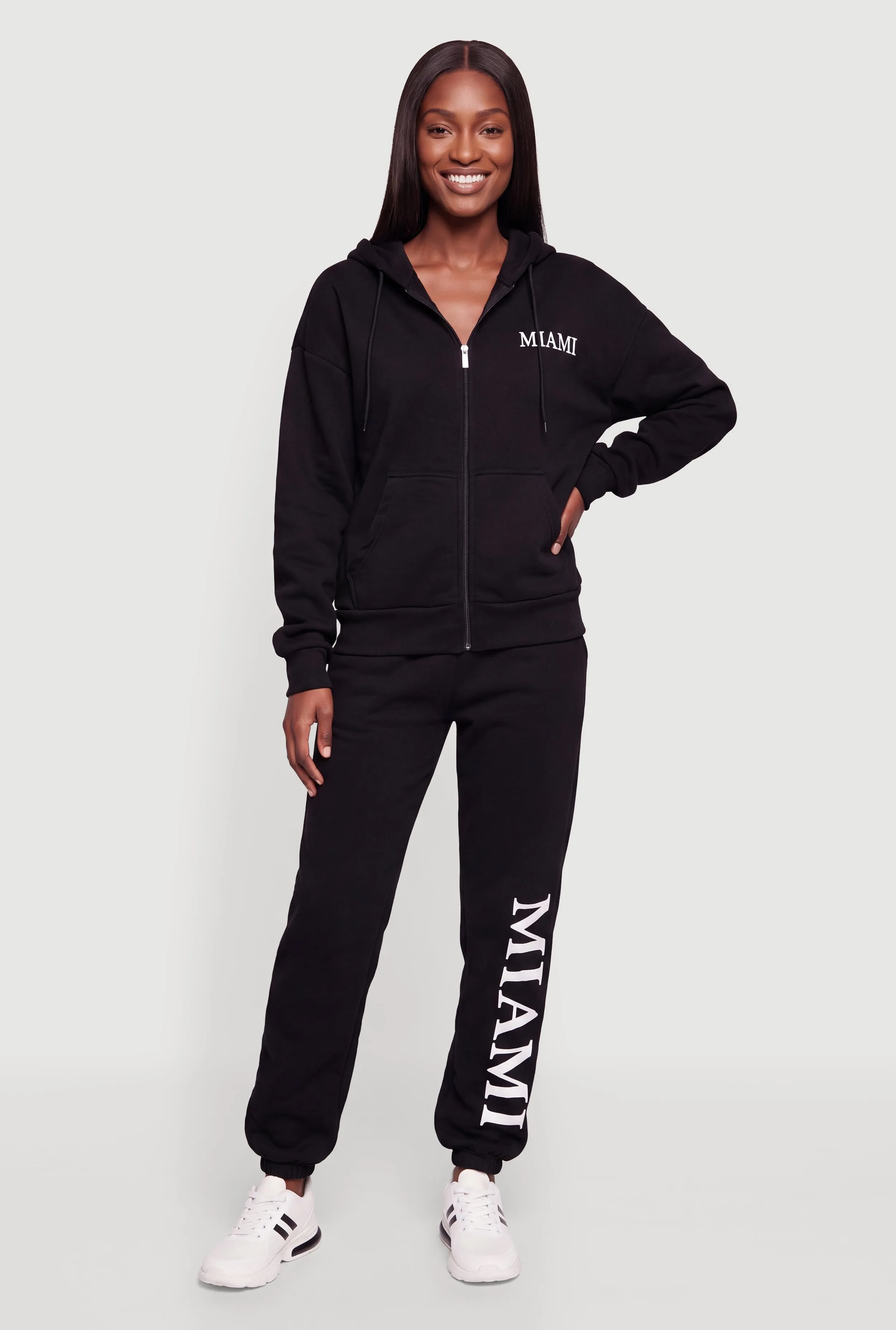 Drawstring Waist Mid Rise Miami Graphic Sweatpants sold by Rainbow