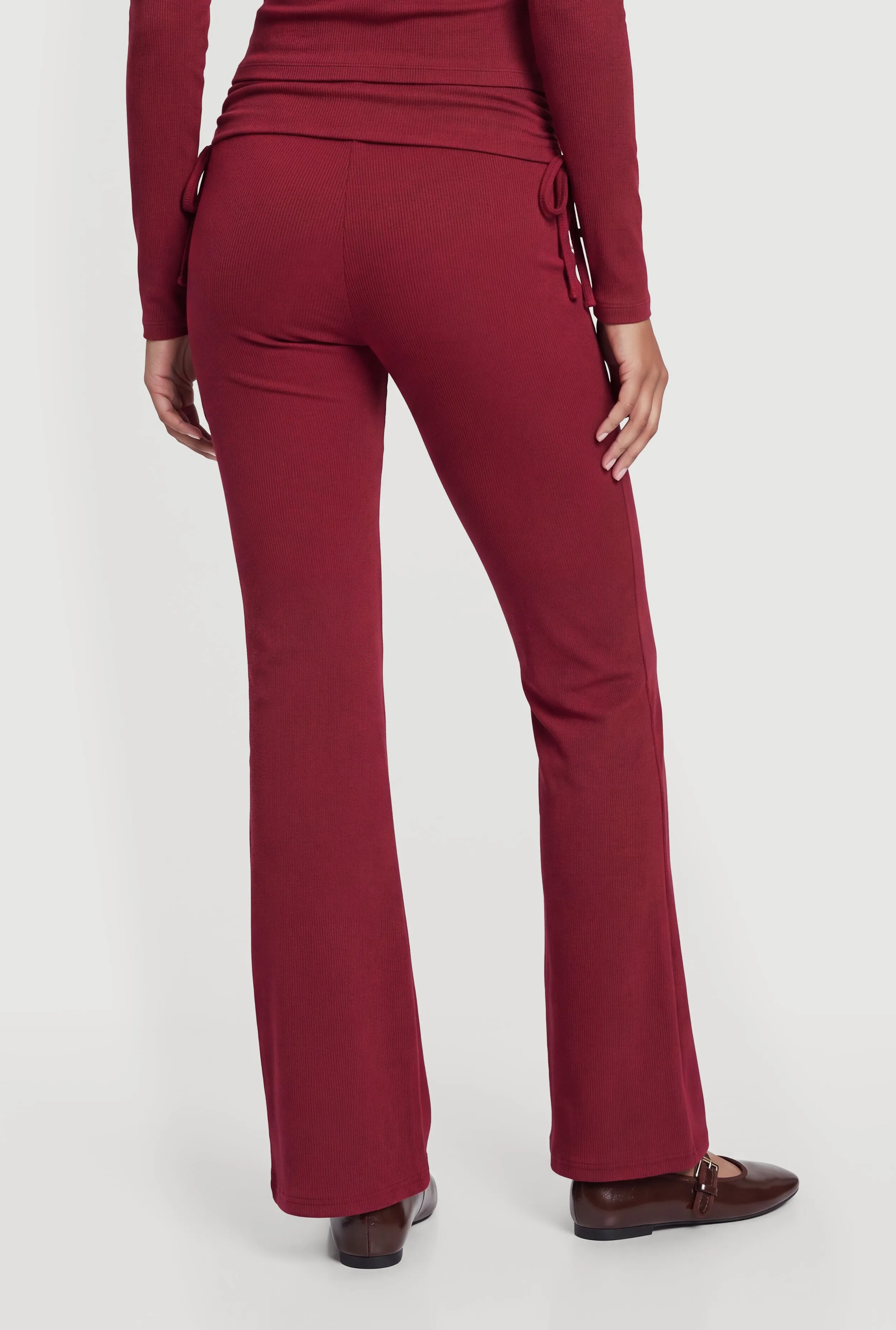 Side Tie Fold Over Flare Leg Pants sold by Rainbow product image thumbnail 5