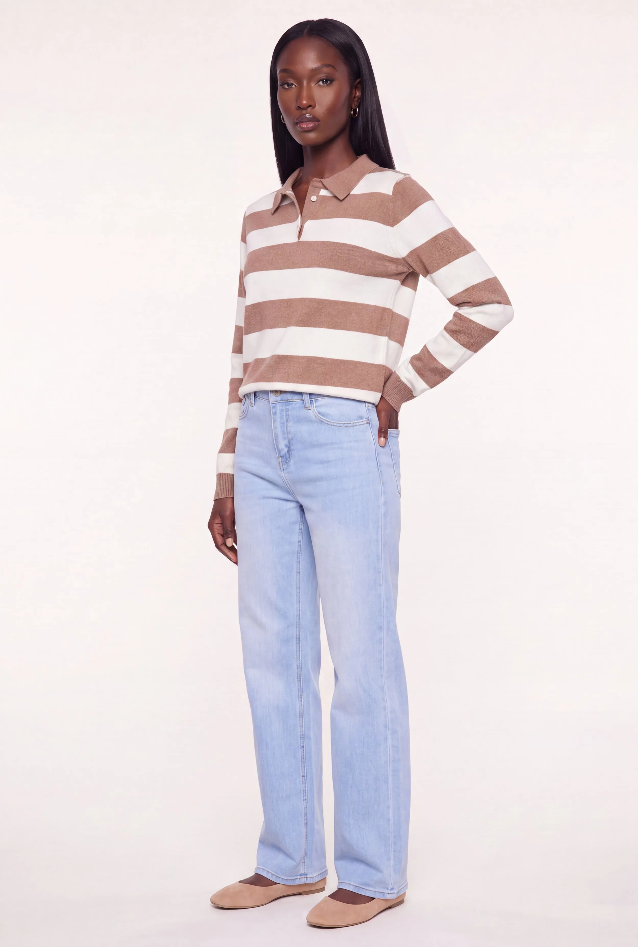 Striped Long Sleeve Sweater Polo sold by Rainbow product image thumbnail 3
