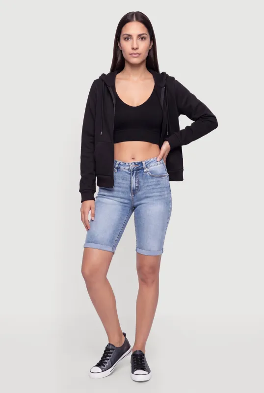 Fleece Long Sleeve Zip Front Hoodie made by Ambiance