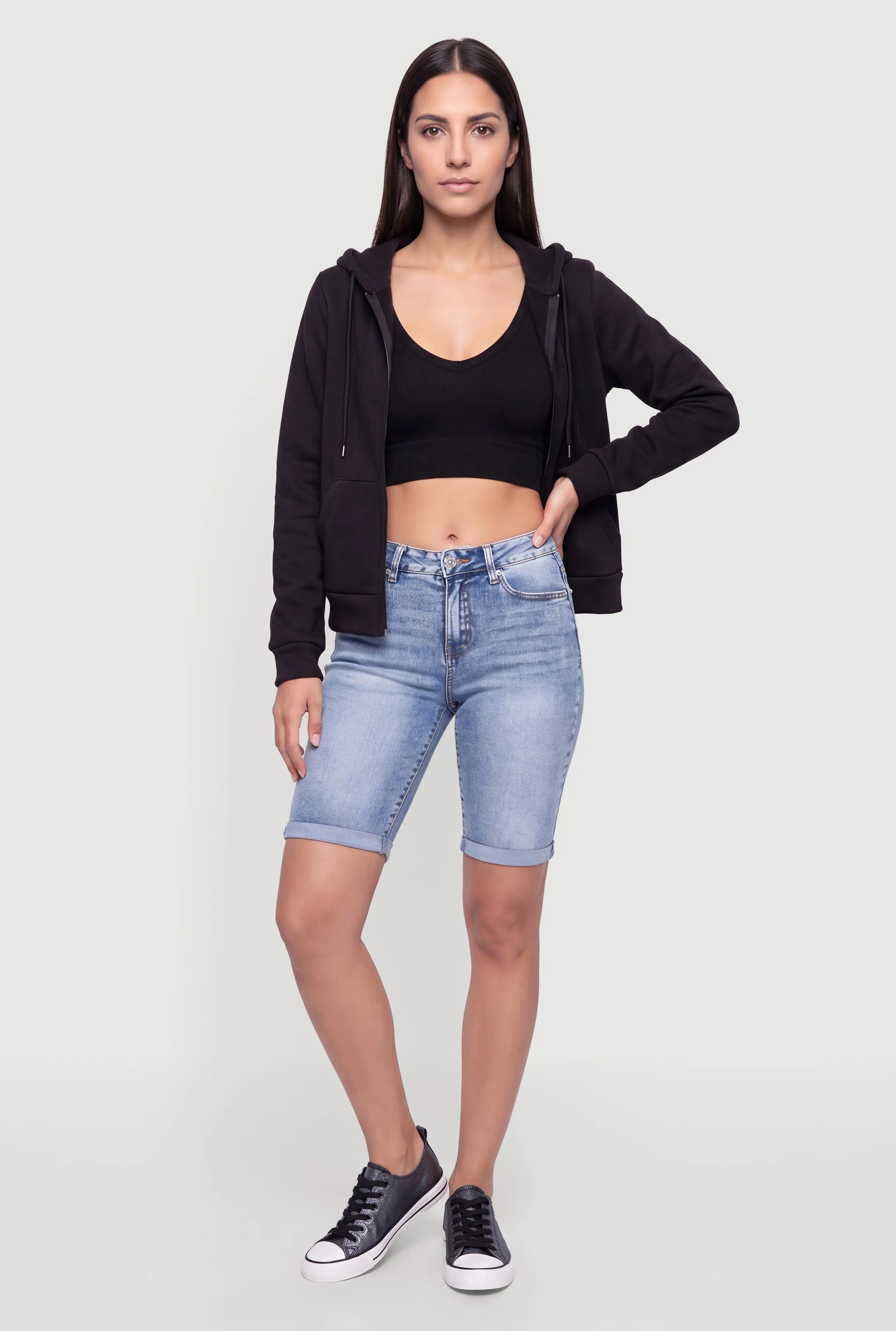 Fleece Long Sleeve Zip Front Hoodie sold by Rainbow