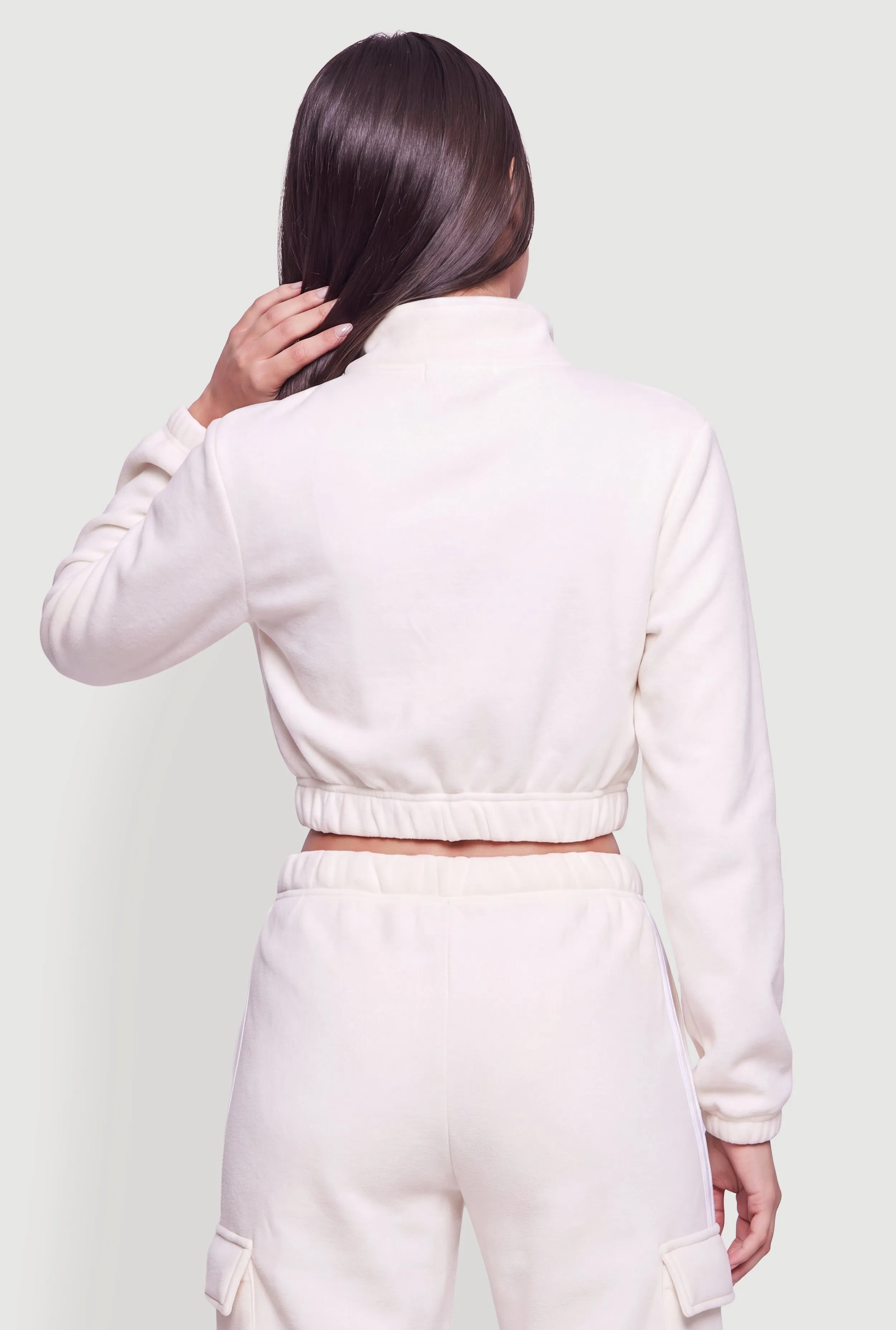Mock Neck Zip Front Cropped Sweatshirt sold by Rainbow product image thumbnail 5