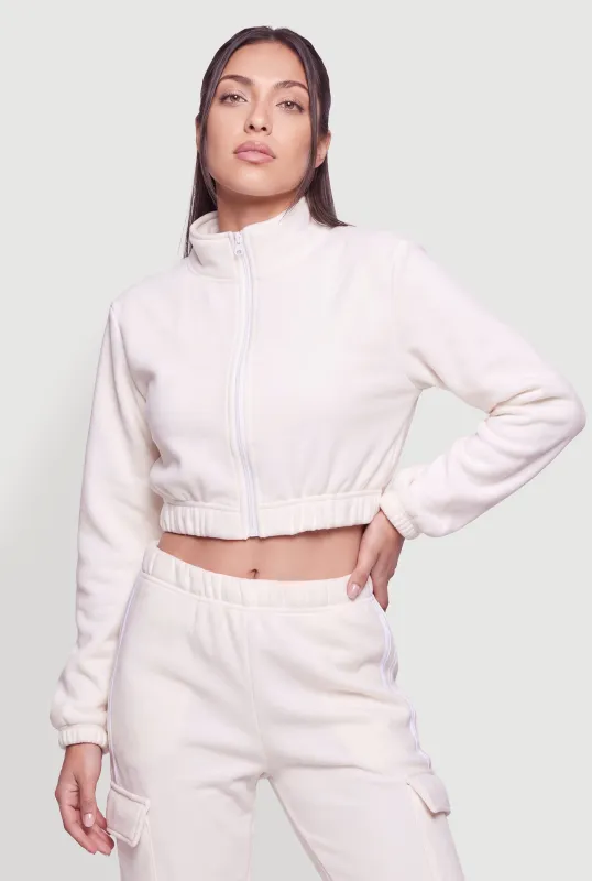 Mock Neck Zip Front Cropped Sweatshirt made by Rainbow