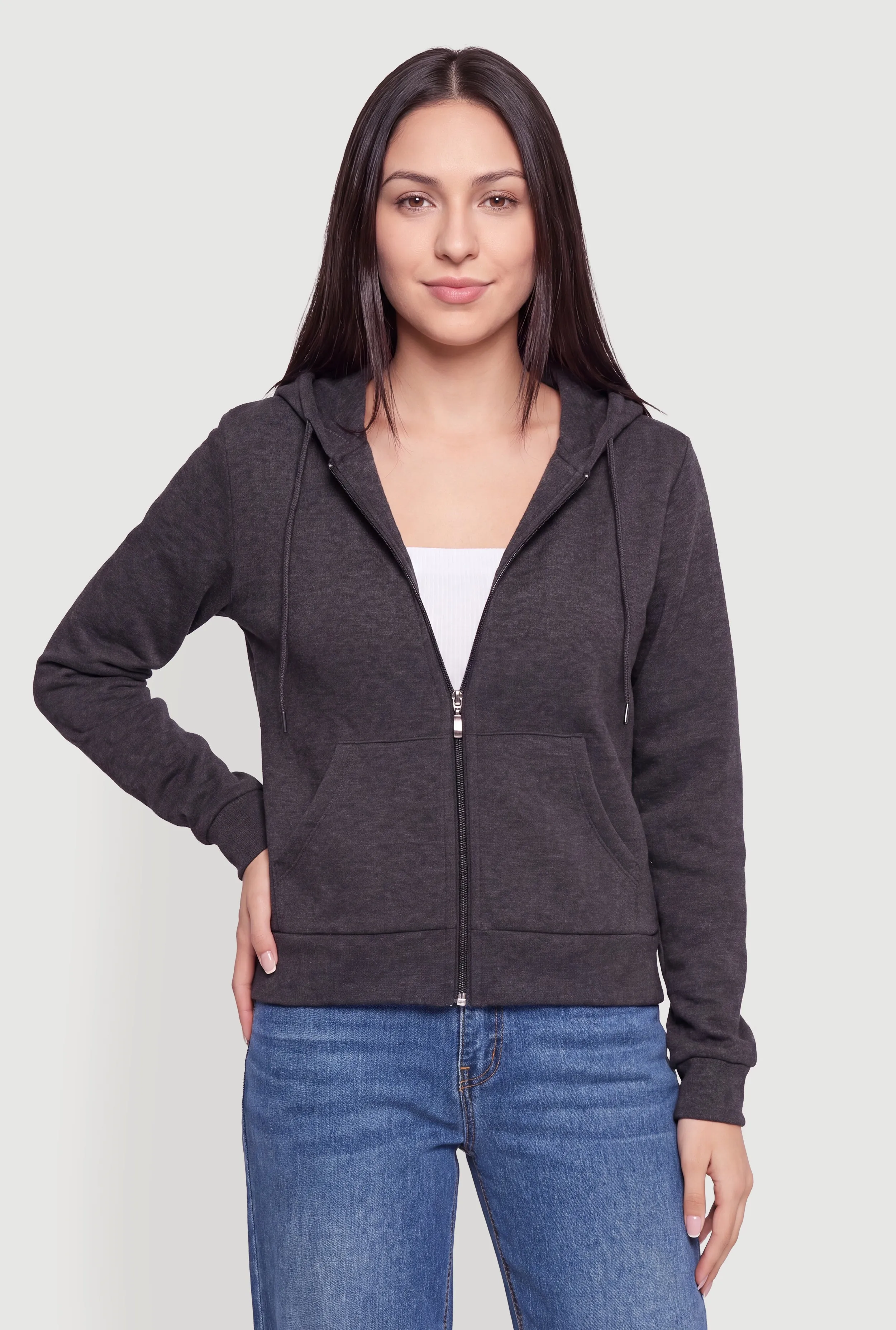 Fleece Long Sleeve Zip Front Hoodie sold by Rainbow product image thumbnail 2