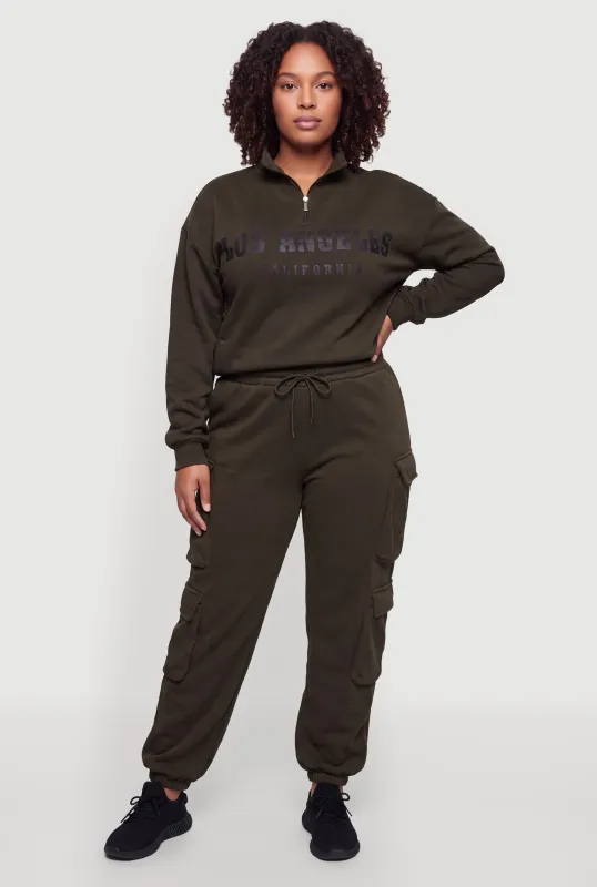 Plus Size Drawstring Waist Cargo Pocket Sweatpants made by Rainbow