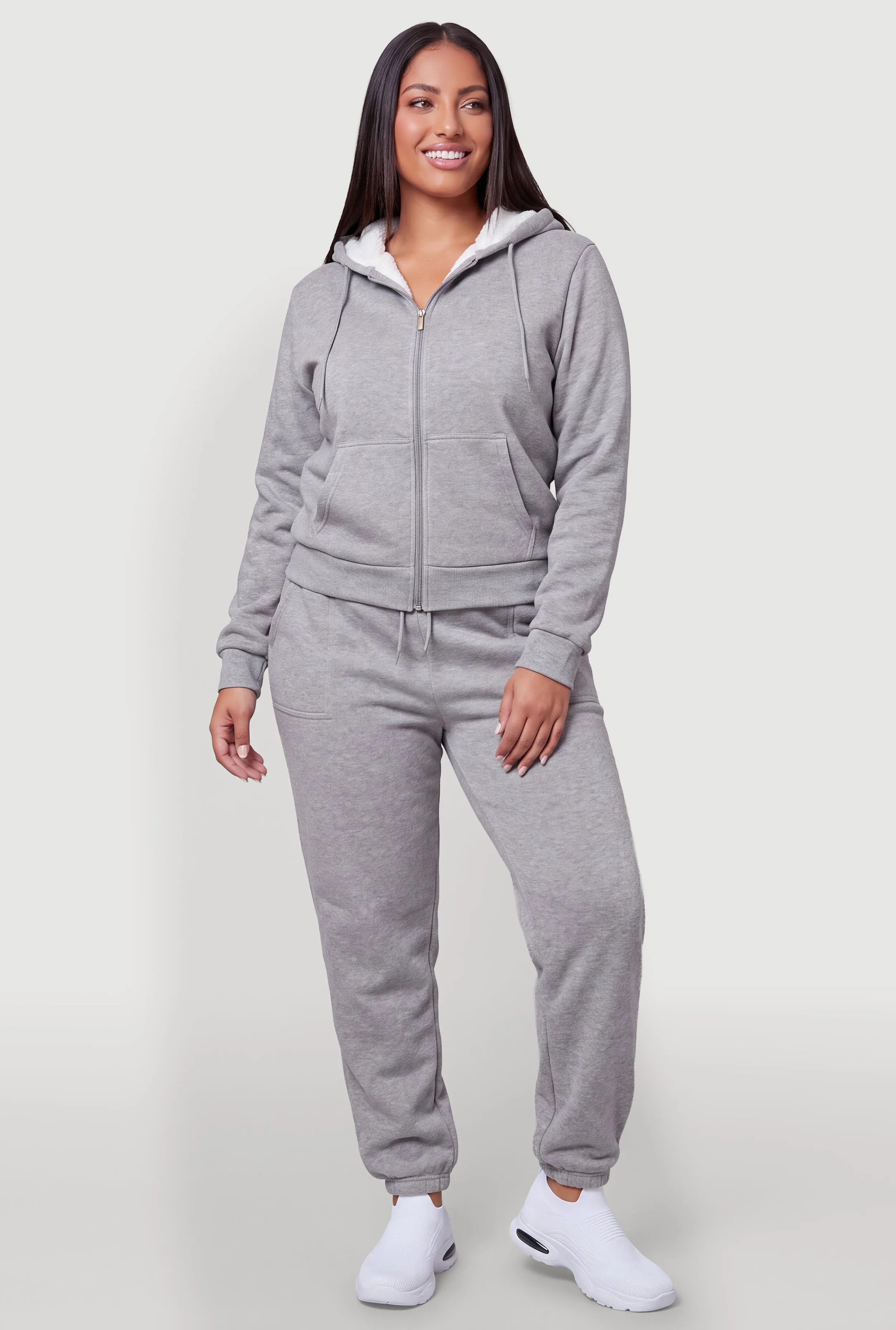 Plus Size Sherpa Lined Zip Front Hoodie sold by Rainbow product image thumbnail 4
