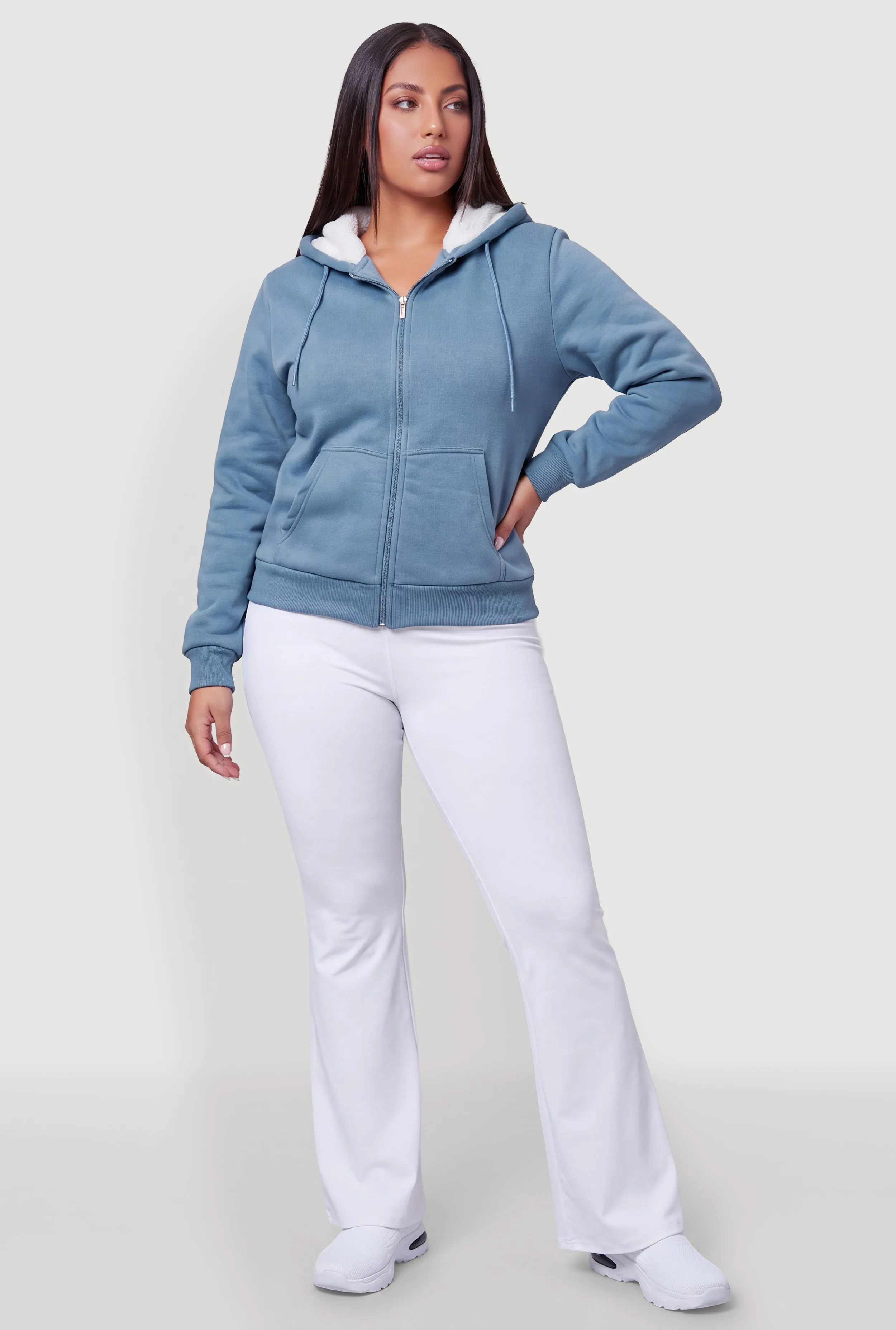 Plus Size Sherpa Lined Zip Front Hoodie sold by Rainbow product image thumbnail 3