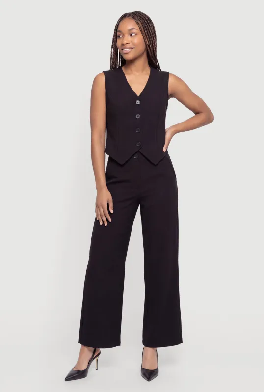 Scuba Button Front Blazer Vest and Wide Leg Pants made by Rainbow