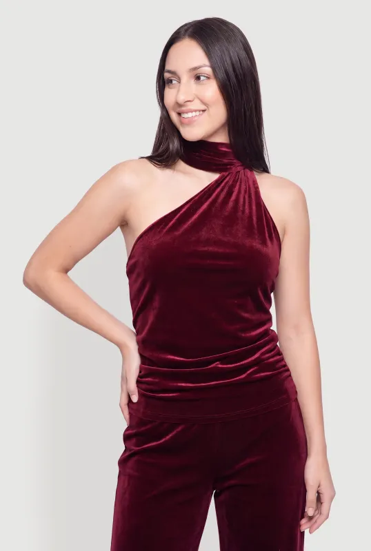 Velvet Scarf Neck Tie  Halter Top made by Rainbow