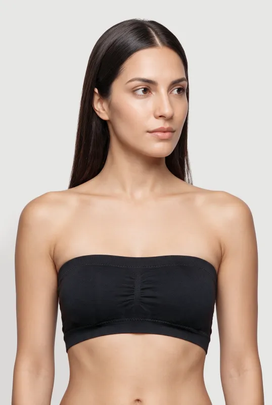 Ruched Front Seamless Bandeau Bra made by Rainbow