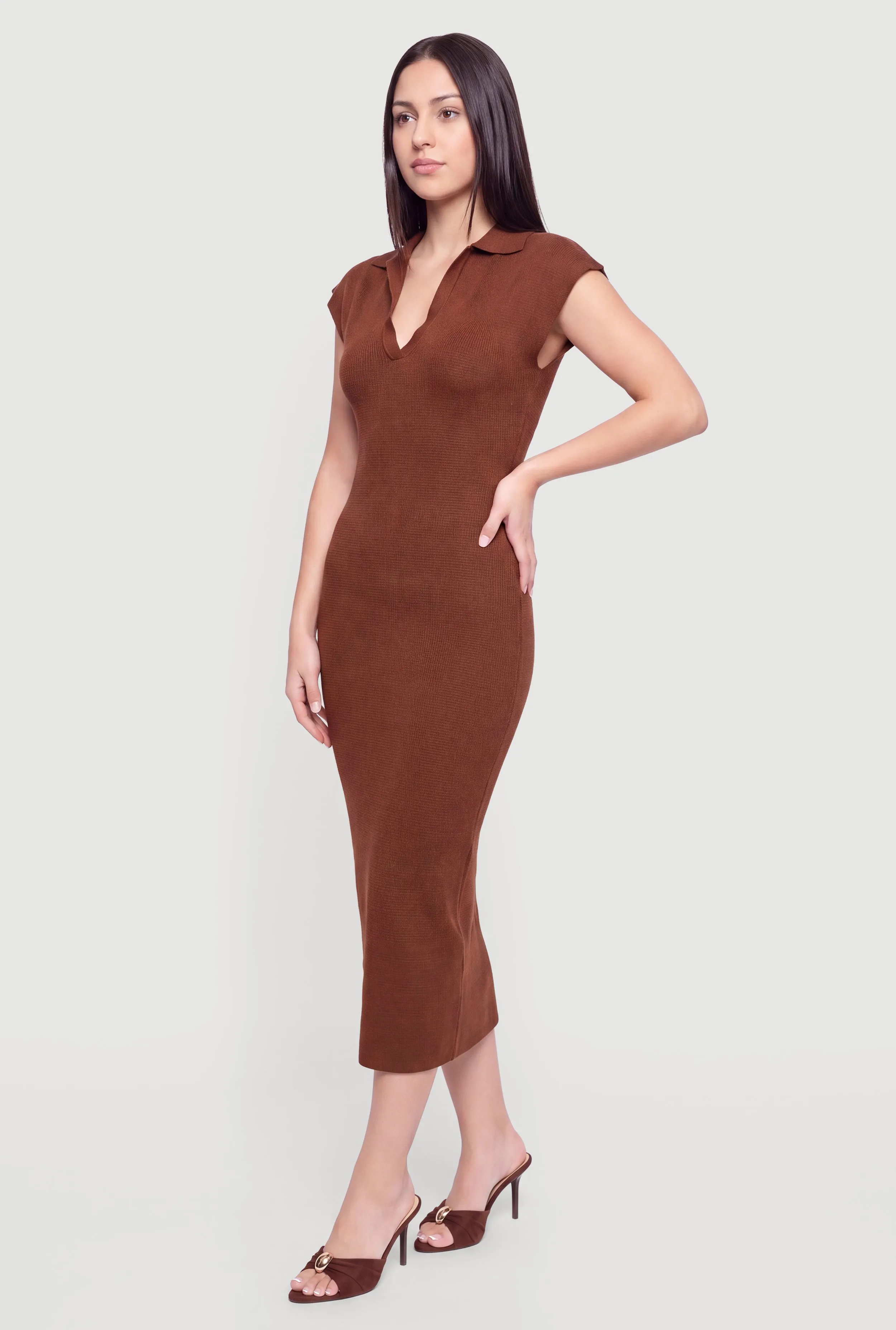 Trendy Cap Sleeve Midi Sweater Dress sold by Rainbow product image thumbnail 2