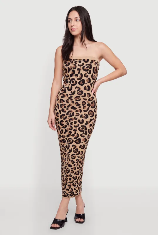 Cheetah Print Tube Sweater Dress made by Rainbow