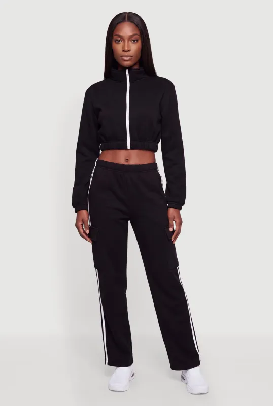 Varsity Stripe Detail Sweatpants with Cargo Pockets made by Rainbow