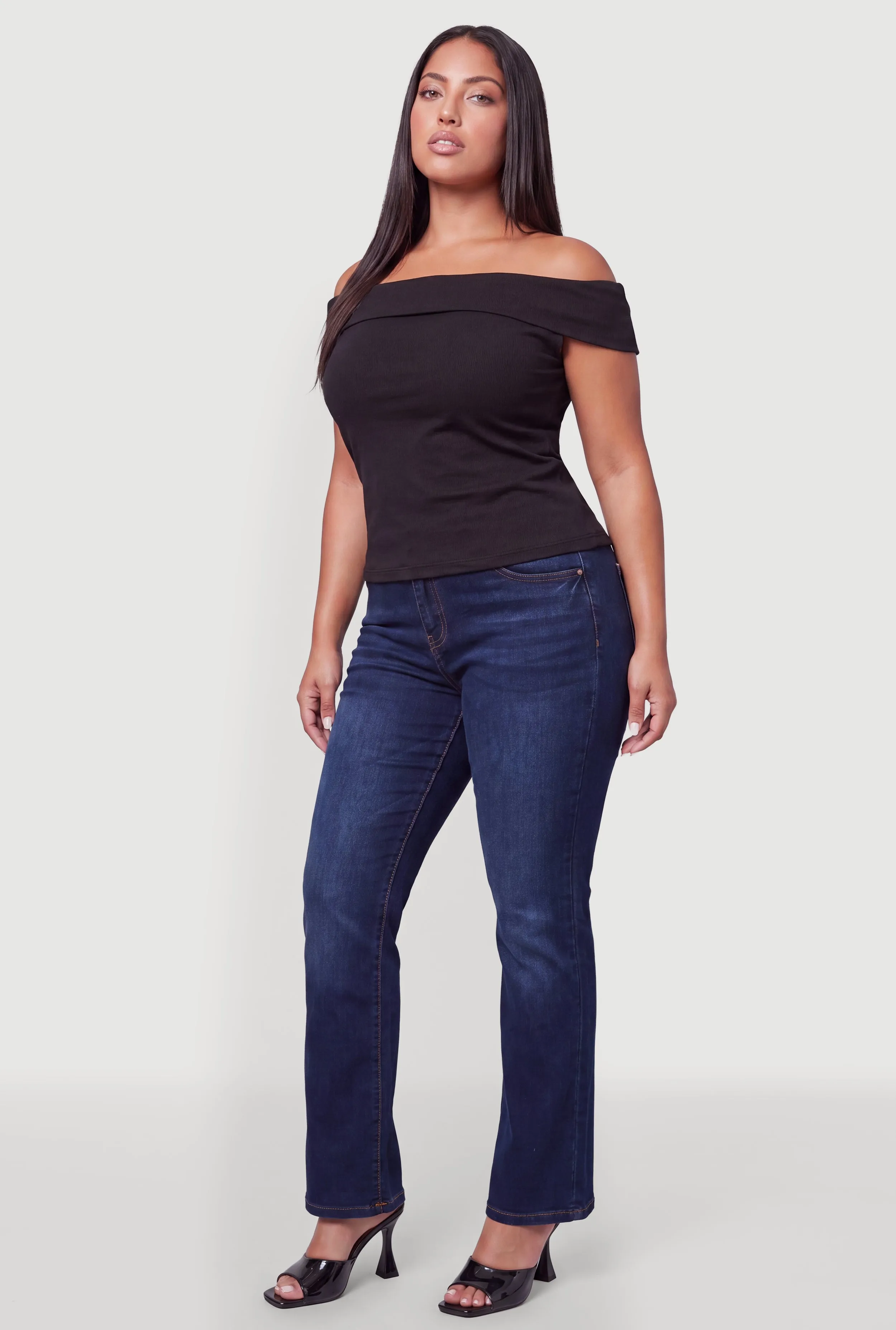 Plus Size High Waisted Flare Leg Jeans sold by Rainbow product image thumbnail 2
