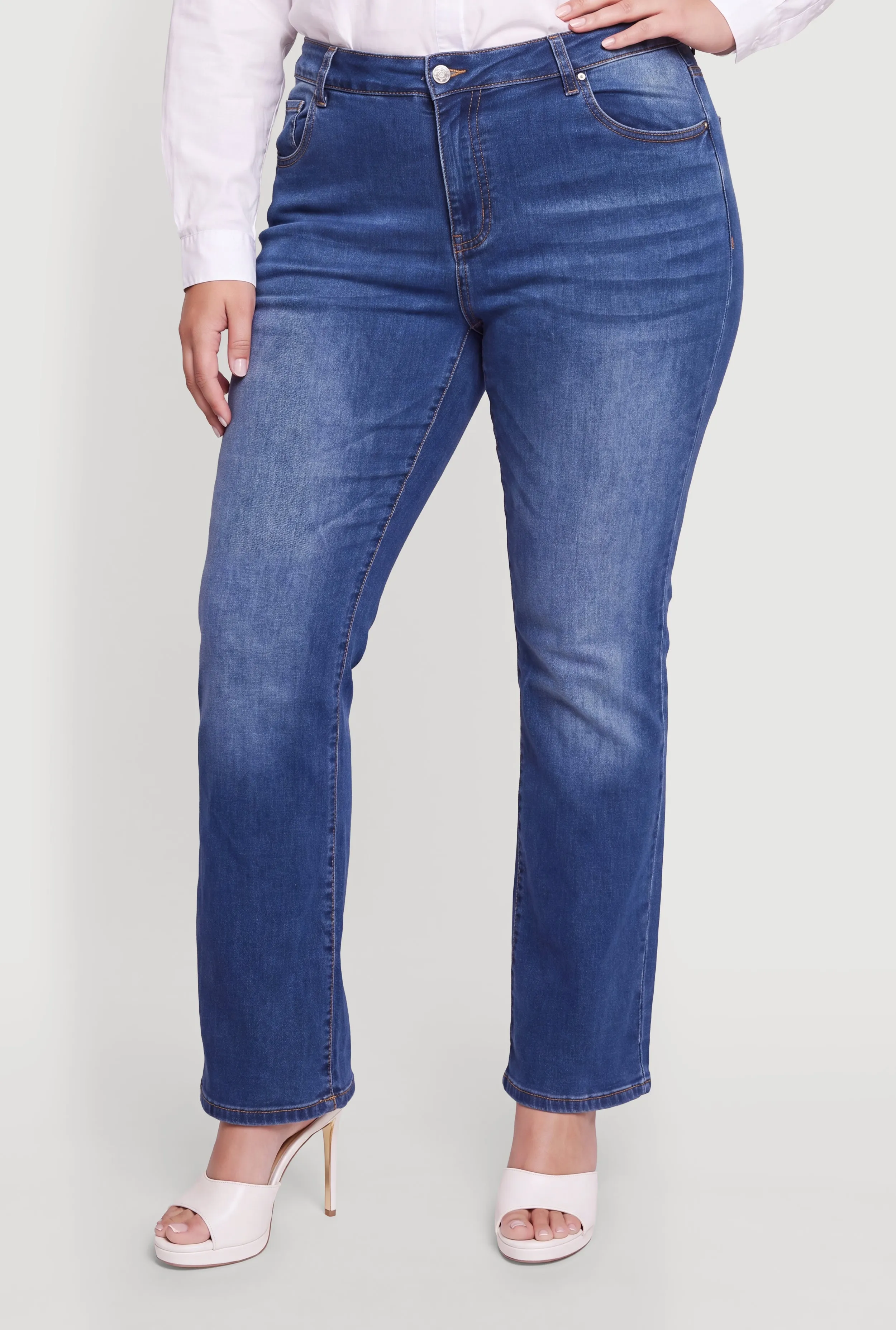 Plus Size High Waisted Flare Leg Jeans sold by Rainbow product image thumbnail 3