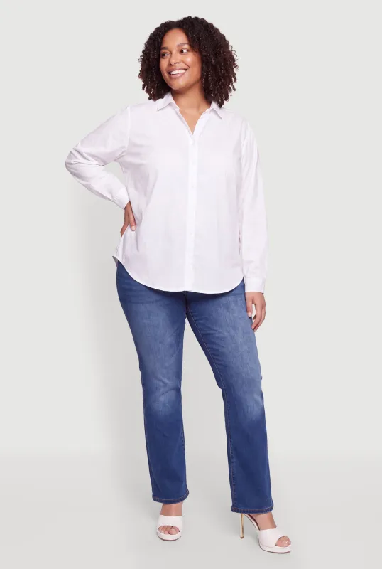 Plus Size High Waisted Flare Leg Jeans made by Rainbow