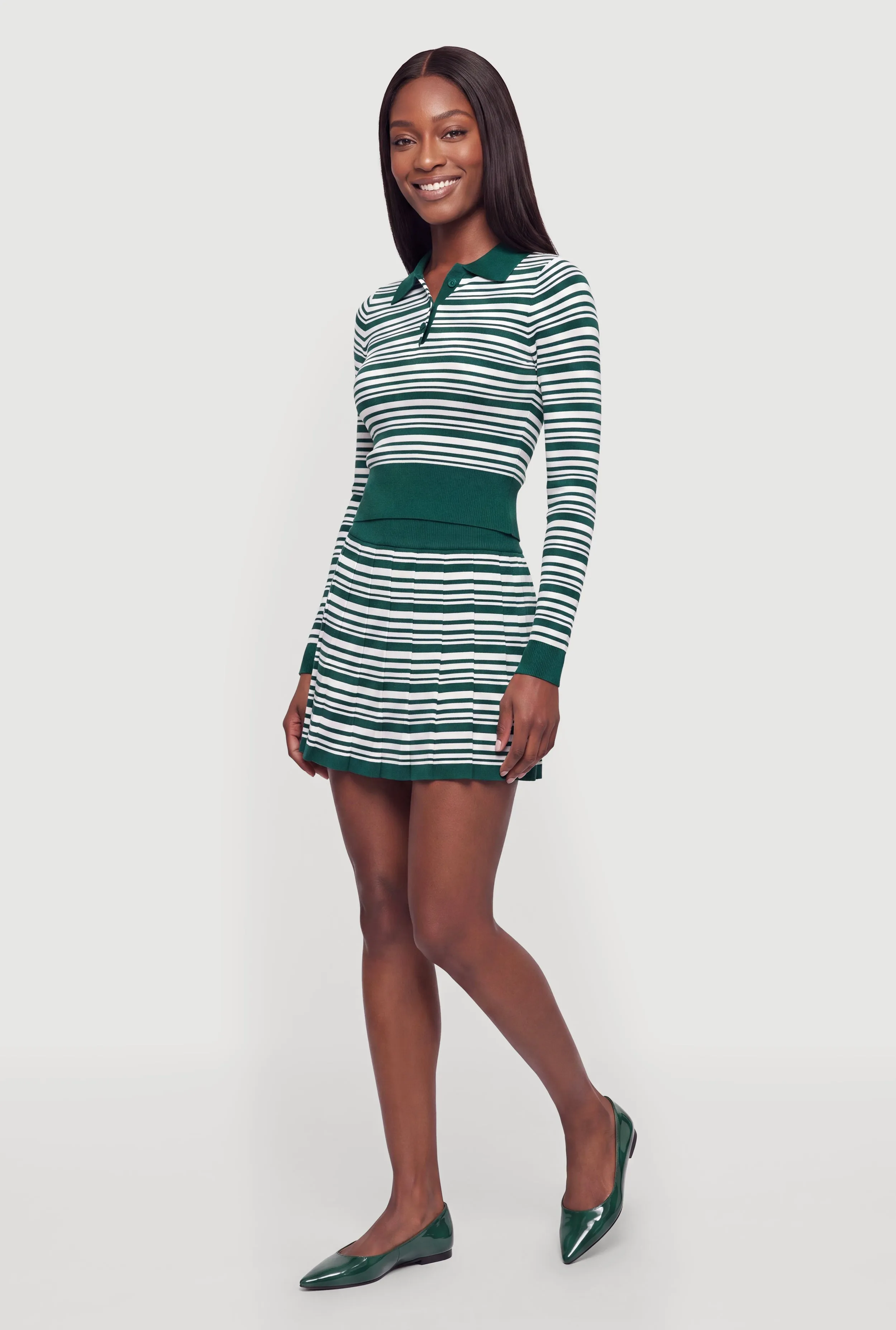 Striped Pleated Mini Skirt with Shorts Lining sold by Rainbow product image thumbnail 2