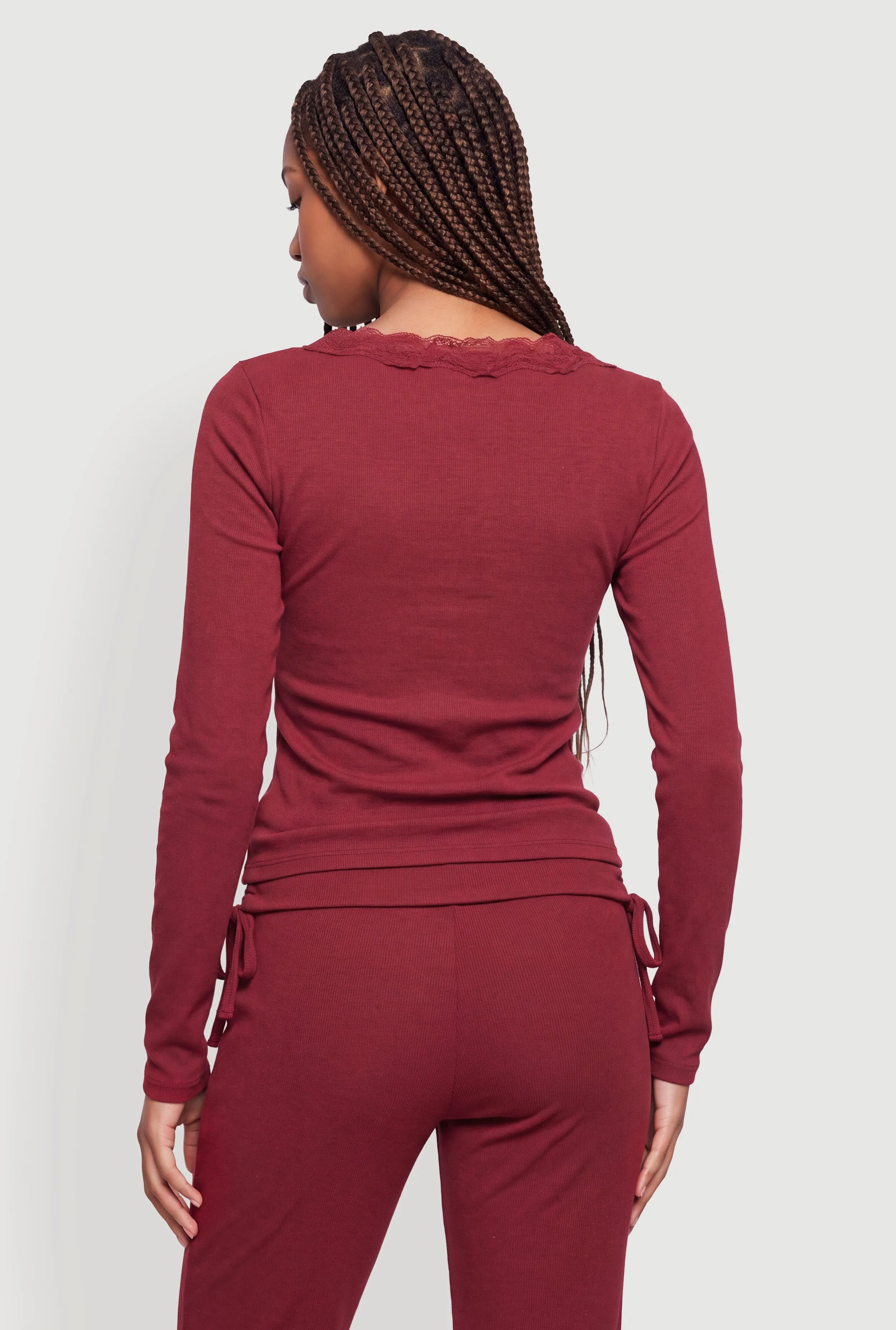 Lace Trim V-Neck Long Sleeve Top sold by Rainbow product image thumbnail 5
