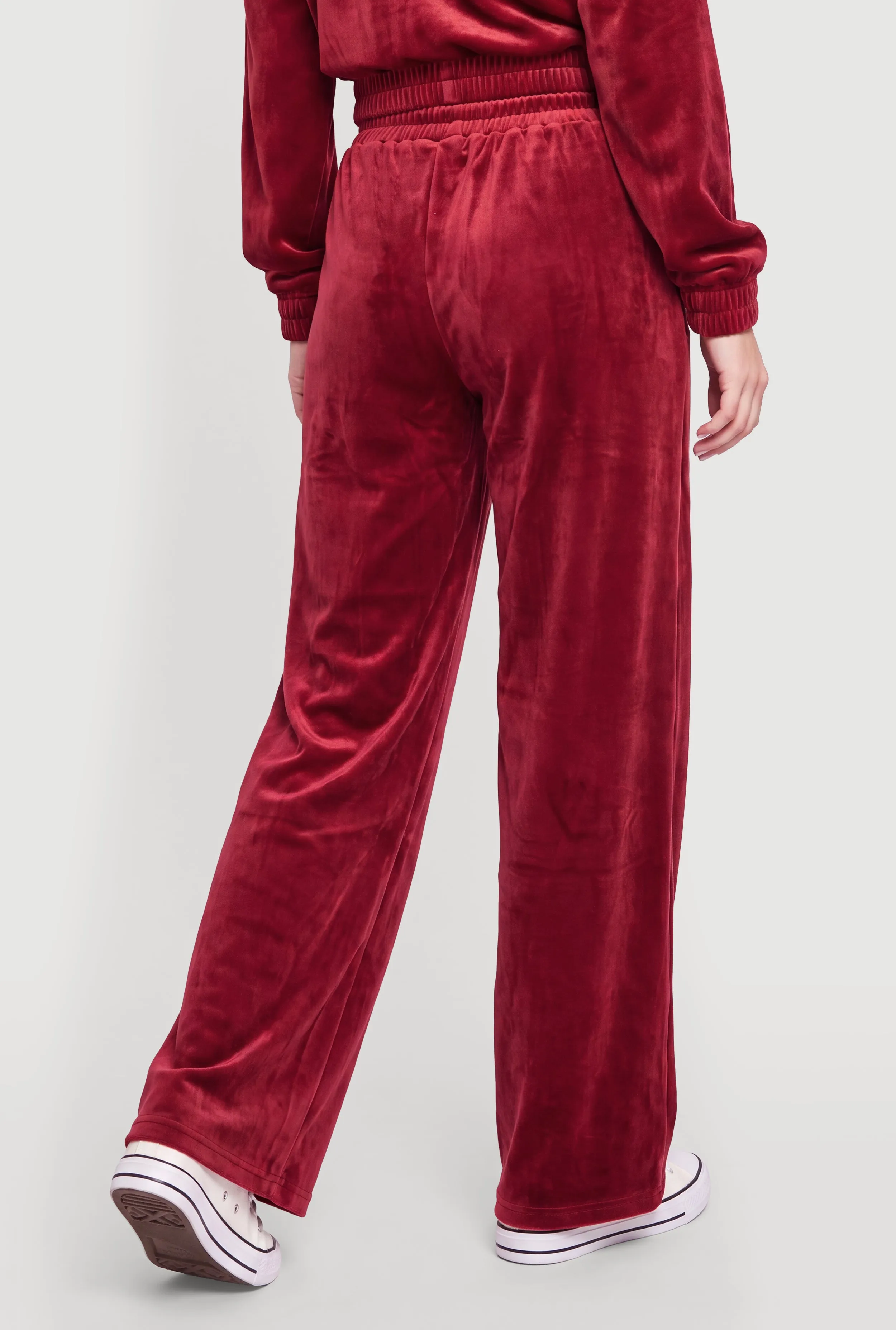 Velour High Waisted Wide Leg Sweatpants with Zip Pockets sold by Rainbow product image thumbnail 5