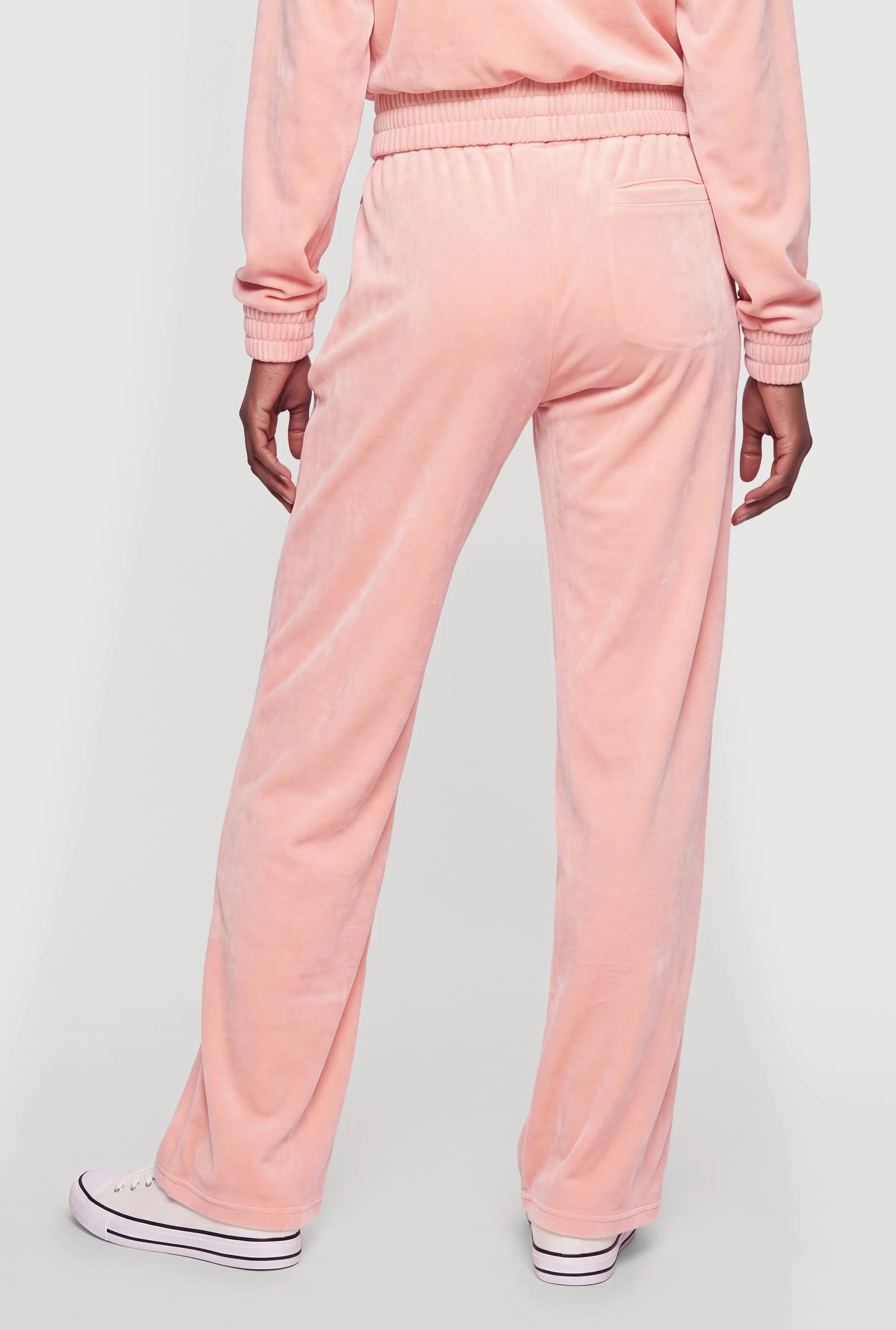 Velour High Waisted Wide Leg Sweatpants with Zip Pockets sold by Rainbow product image thumbnail 5