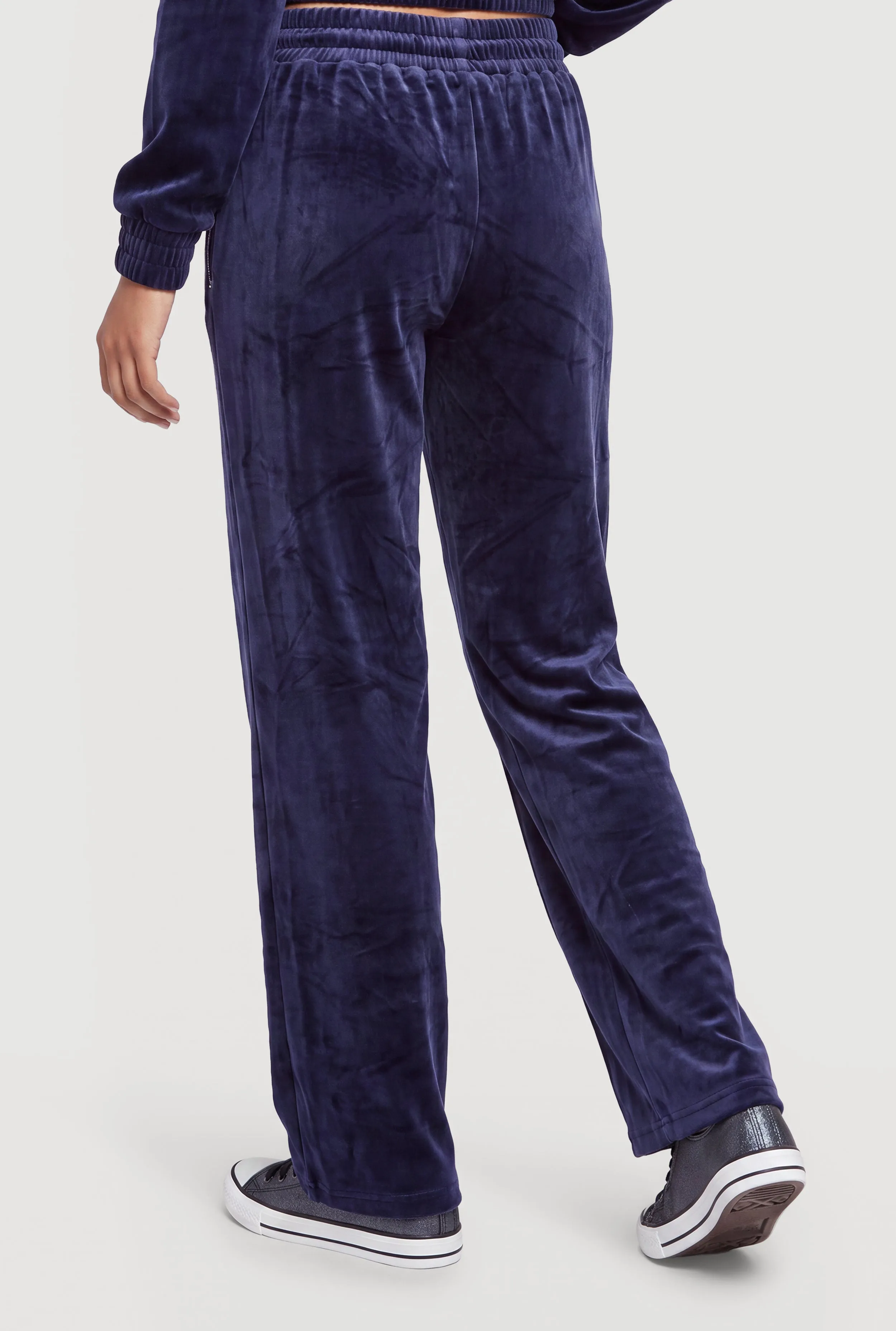Velour High Waisted Wide Leg Sweatpants with Zip Pockets sold by Rainbow product image thumbnail 5