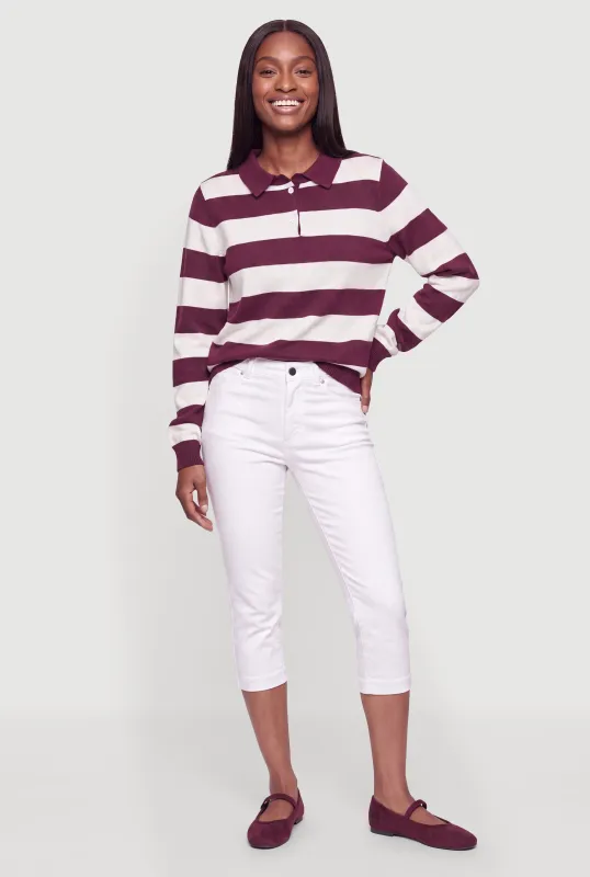 Striped Long Sleeve Sweater Polo made by iris
