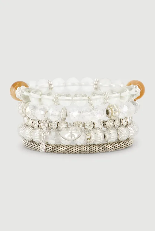 Assorted Beaded Stretch Bracelets Set of 5 made by Rainbow