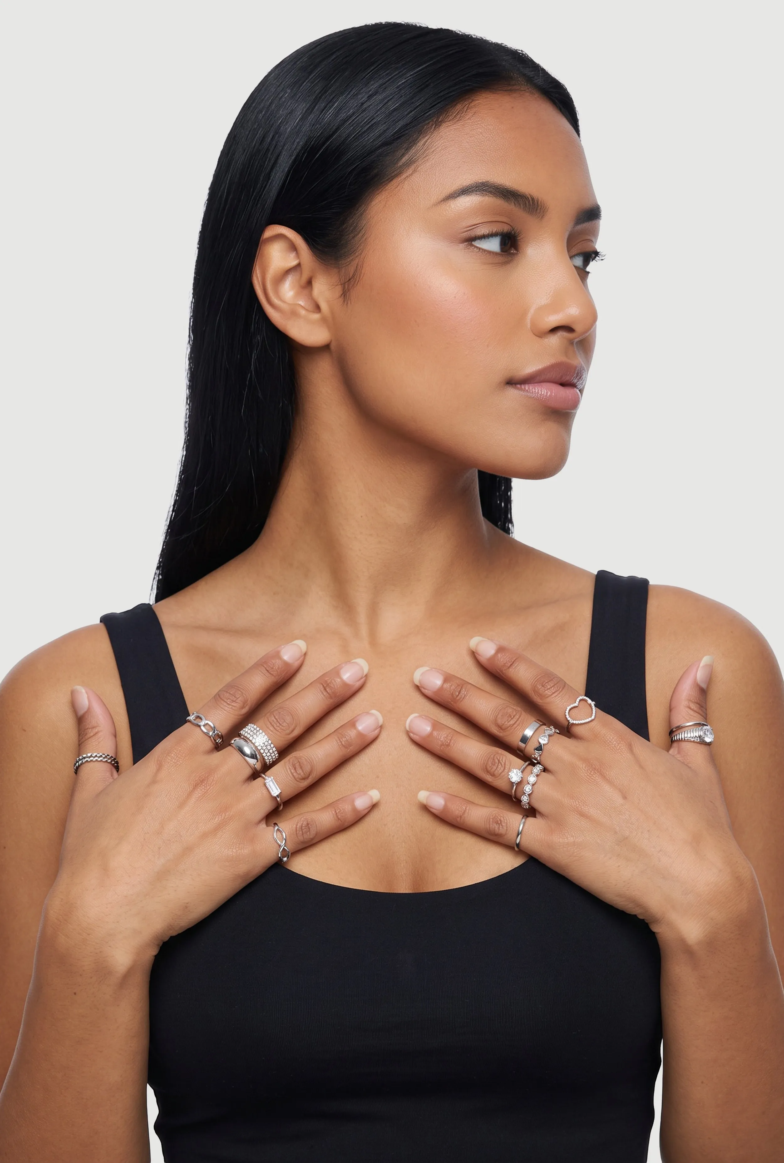 Trendy Assorted Cubic Zirconia Metallic Rings Set of 15 sold by Rainbow product image thumbnail 2