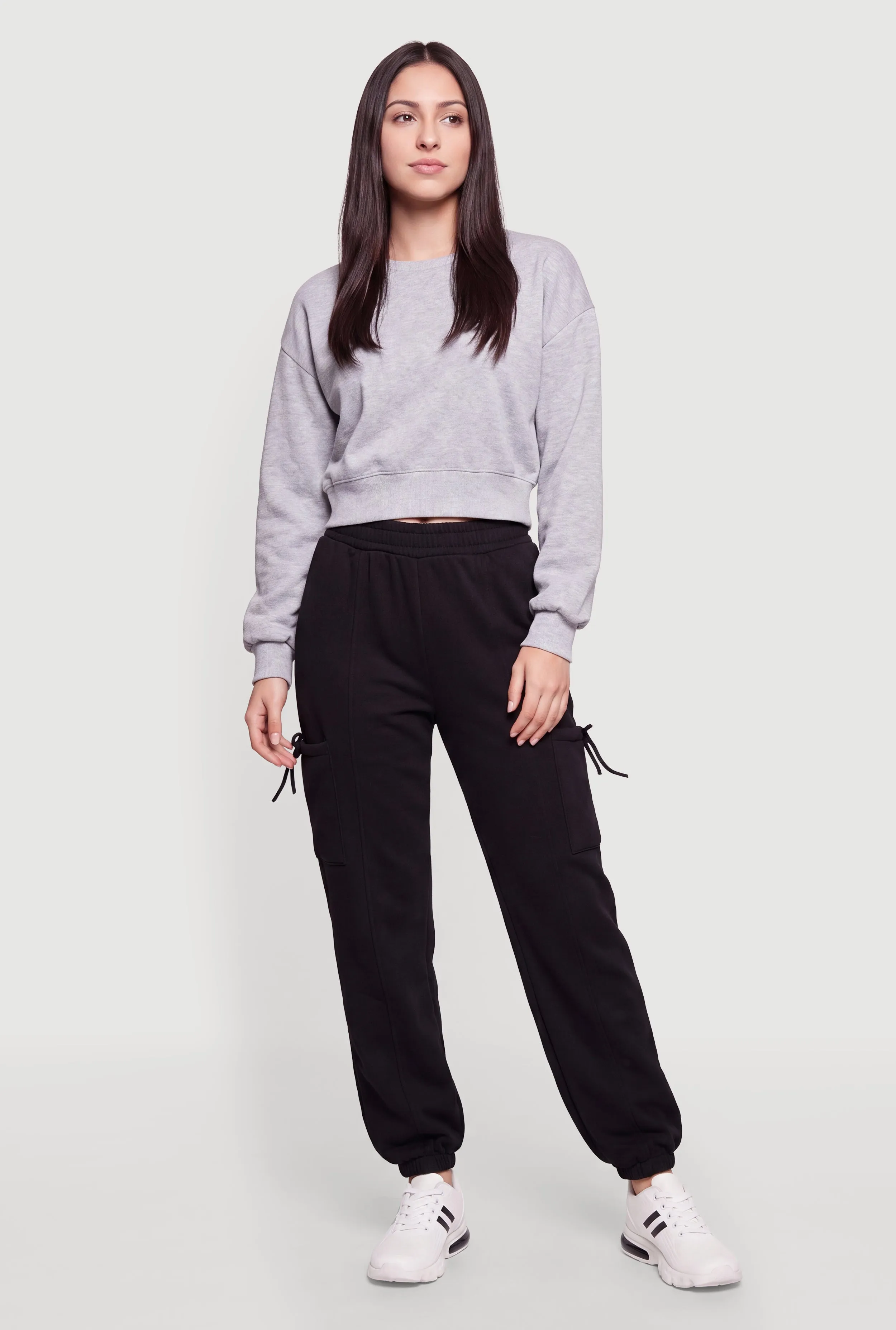 Mid Rise Smocked Waist Drawstring Cargo Pocket Joggers sold by Rainbow product image thumbnail 2