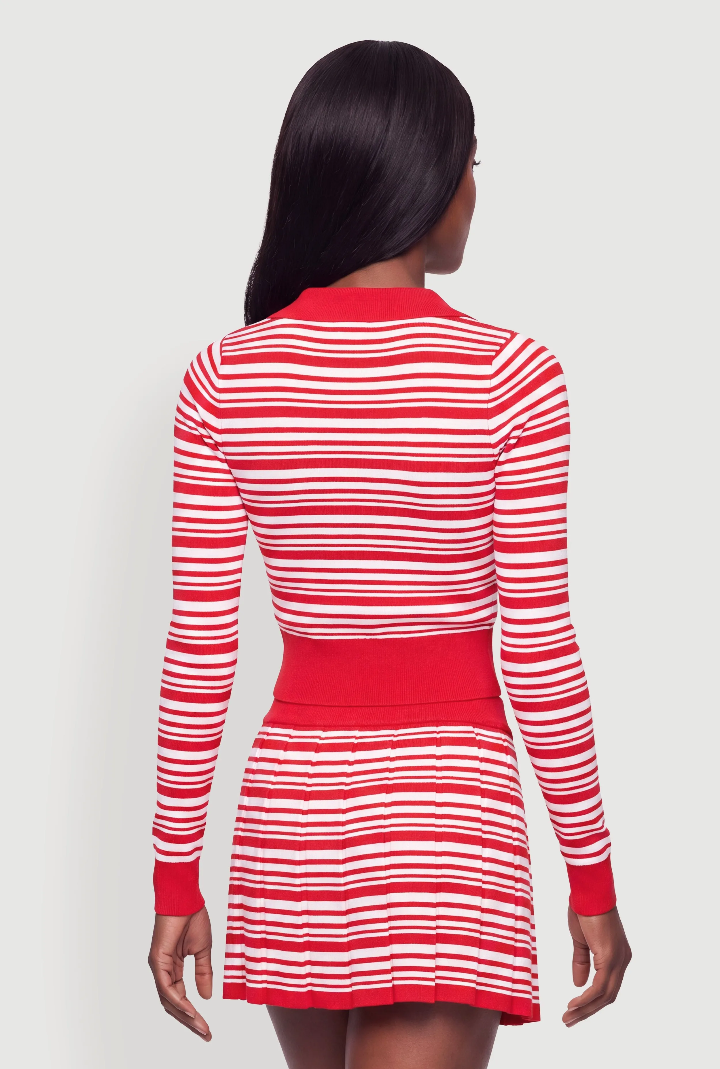 Long Sleeve Striped Polo Crop Top sold by Rainbow product image thumbnail 5