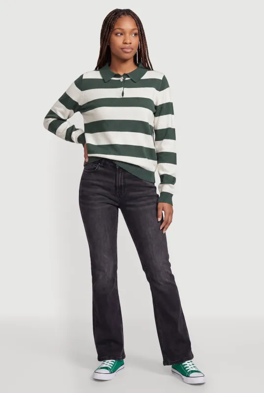 Striped Long Sleeve Sweater Polo made by iris