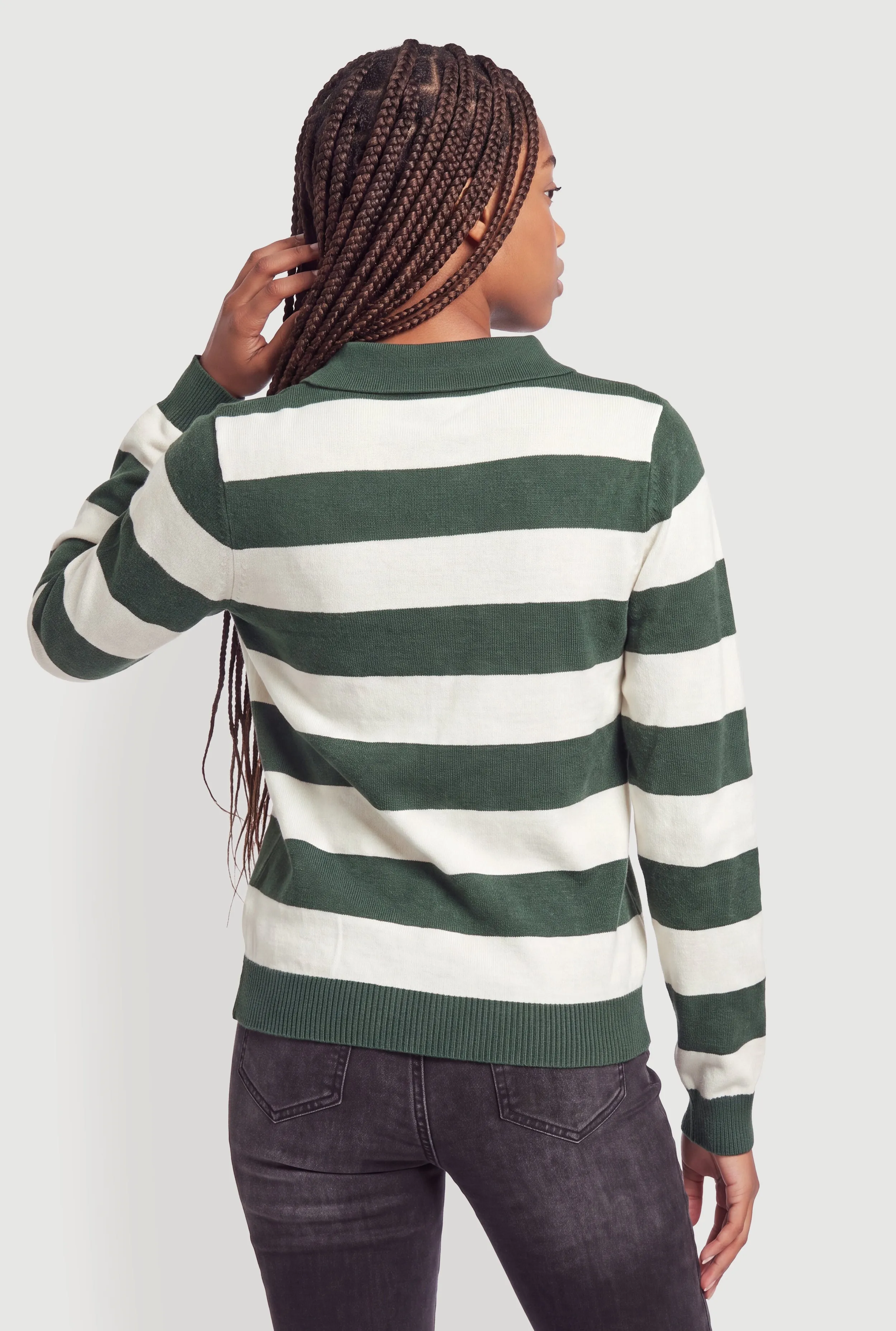 Striped Long Sleeve Sweater Polo sold by Rainbow product image thumbnail 5