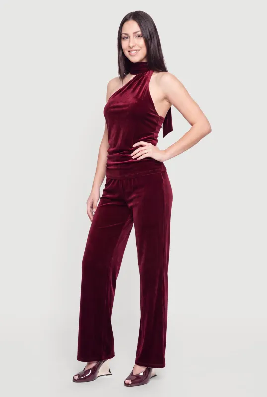 Velvet Wide Leg Pull On Pants made by Rainbow