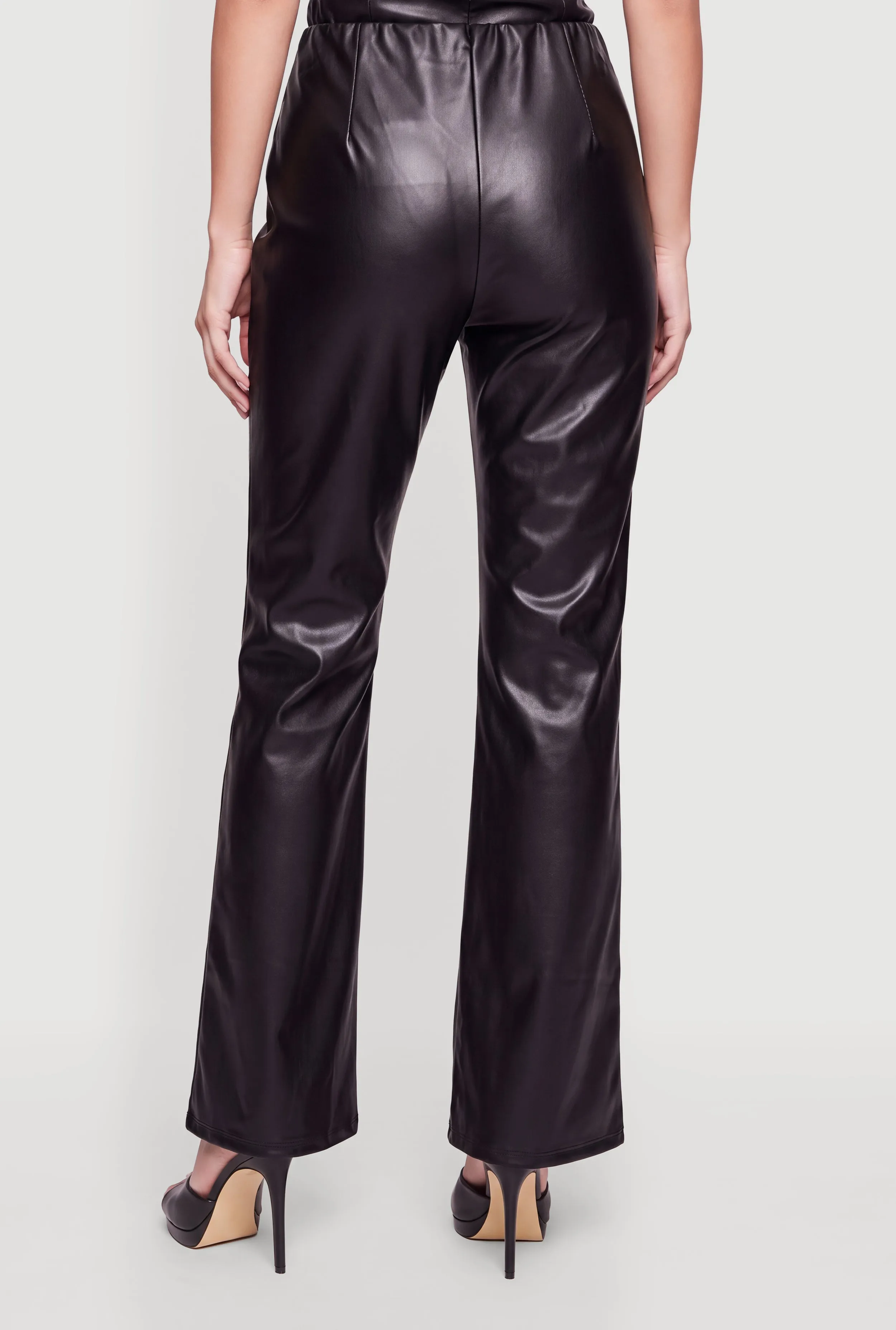 Faux Leather High Waisted Pintuck Boot Cut Pants sold by Rainbow product image thumbnail 5