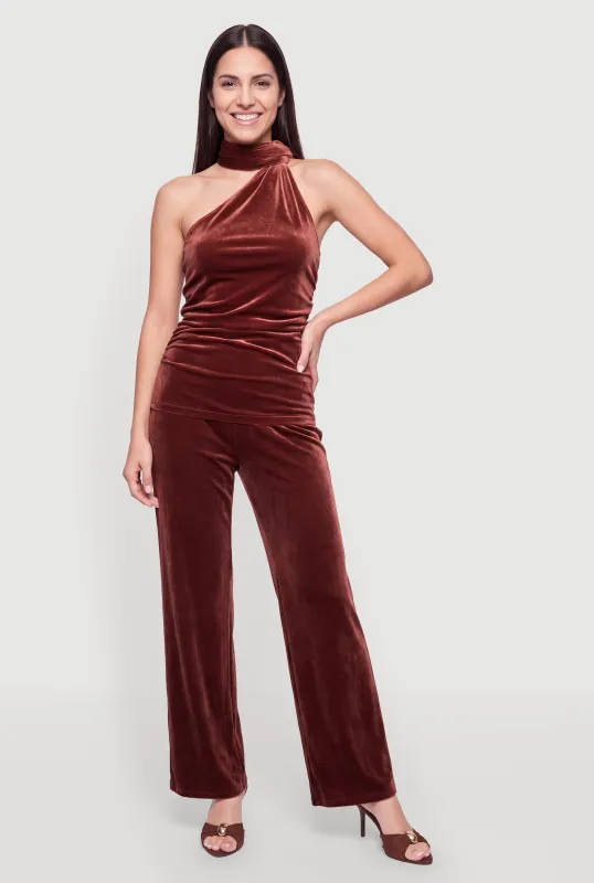 Velvet Wide Leg Pull On Pants made by Rainbow