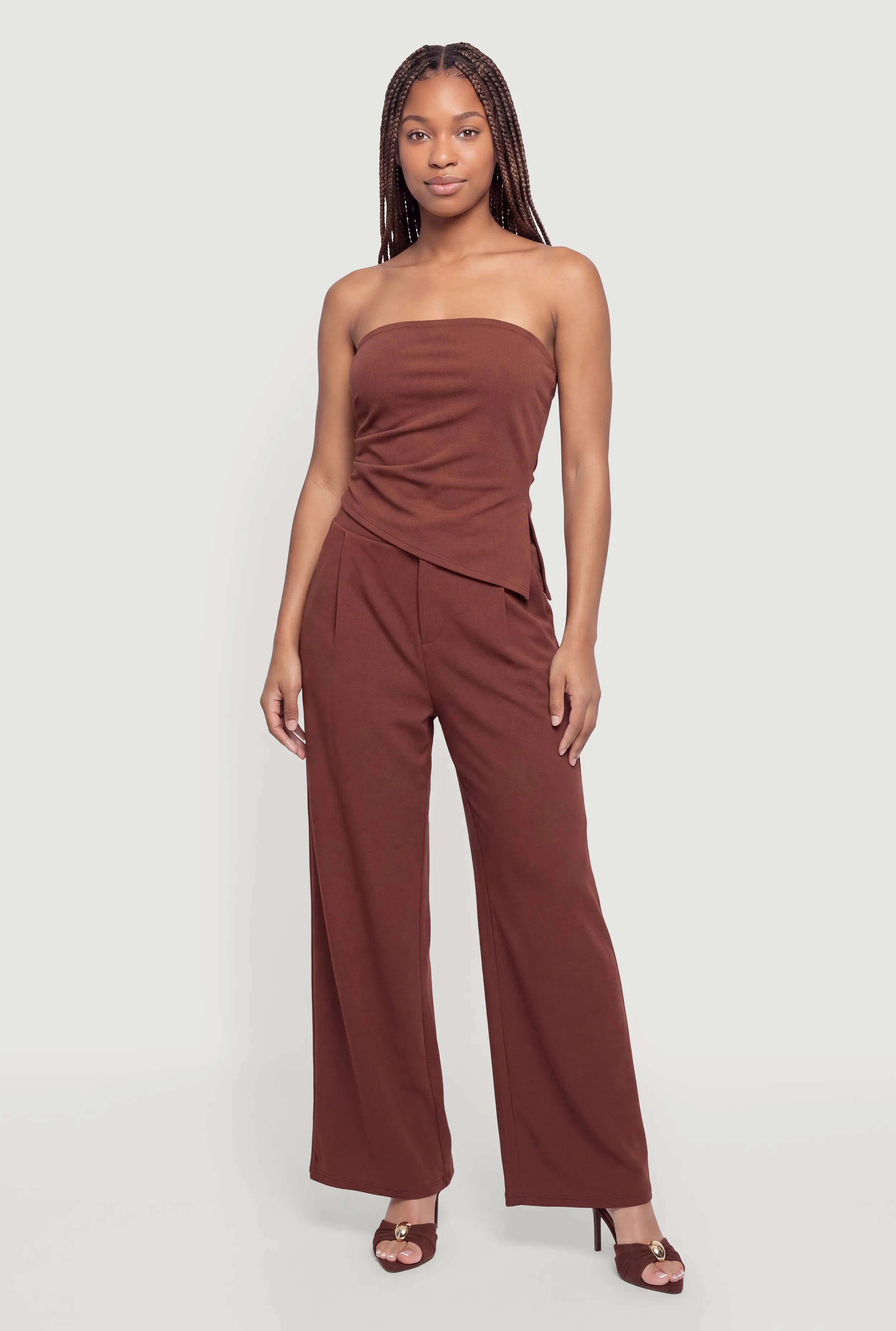Wide Leg Mid Rise Pleated Dress Pants sold by Rainbow product image thumbnail 3