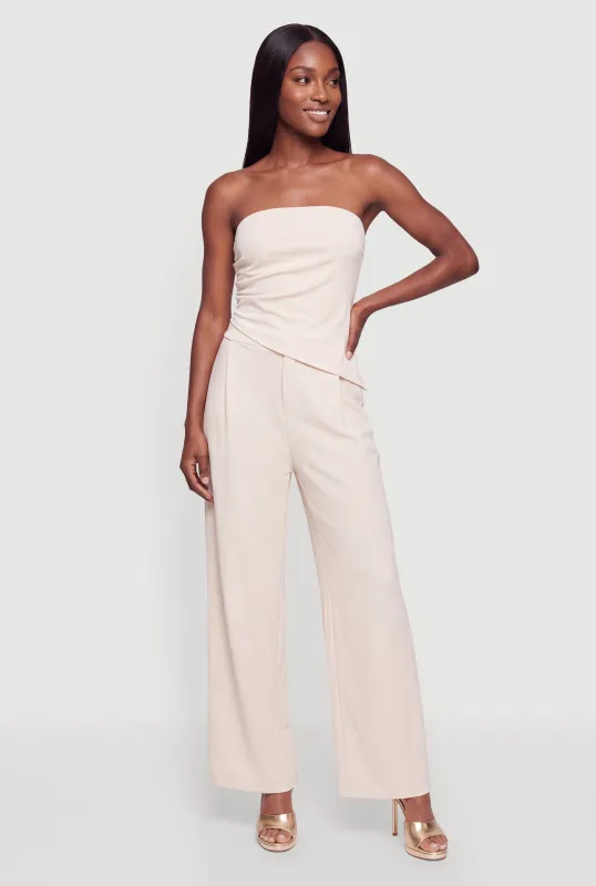Wide Leg Mid Rise Pleated Dress Pants made by Rainbow