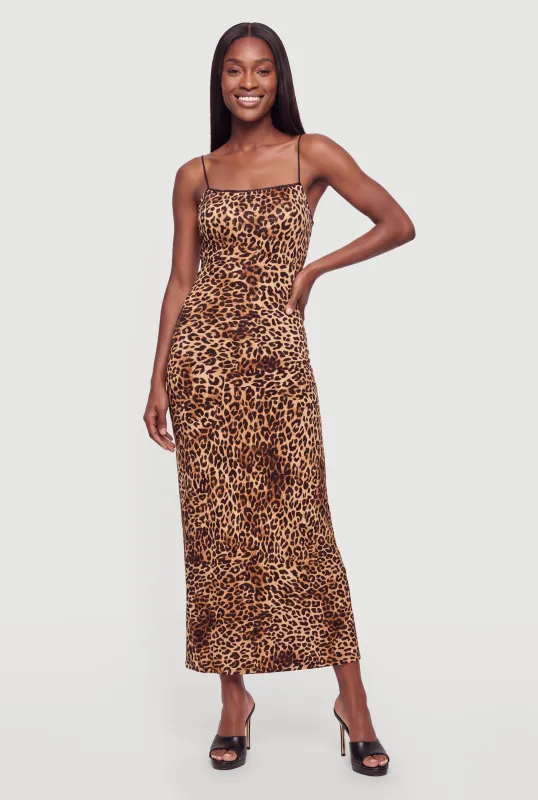 Crochet Detail Leopard Print Maxi Dress made by Rainbow