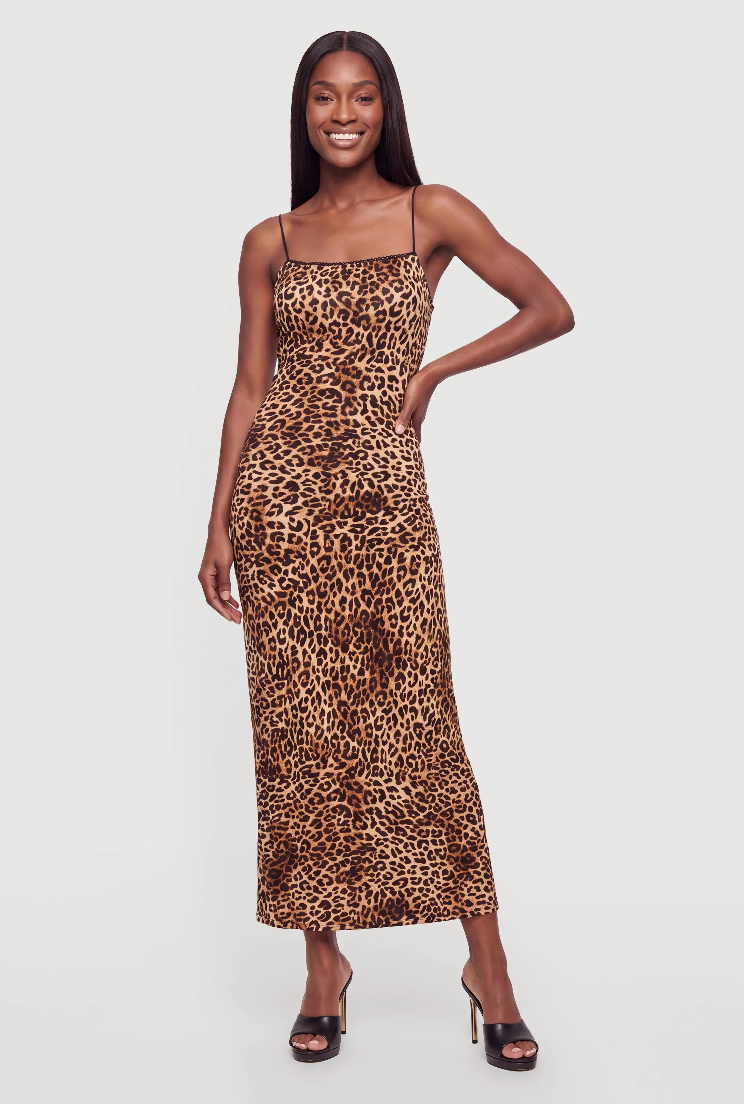 Crochet Detail Leopard Print Maxi Dress sold by Rainbow