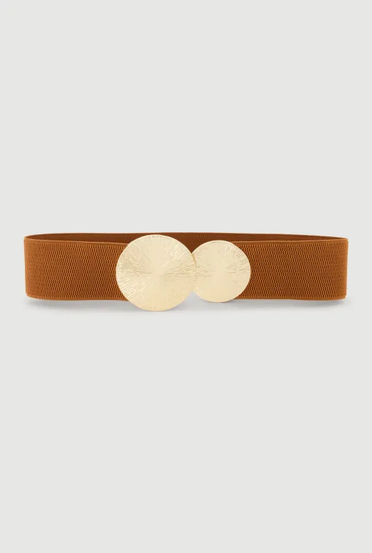Metallic Medallion Stretch Waist Belt made by Rainbow