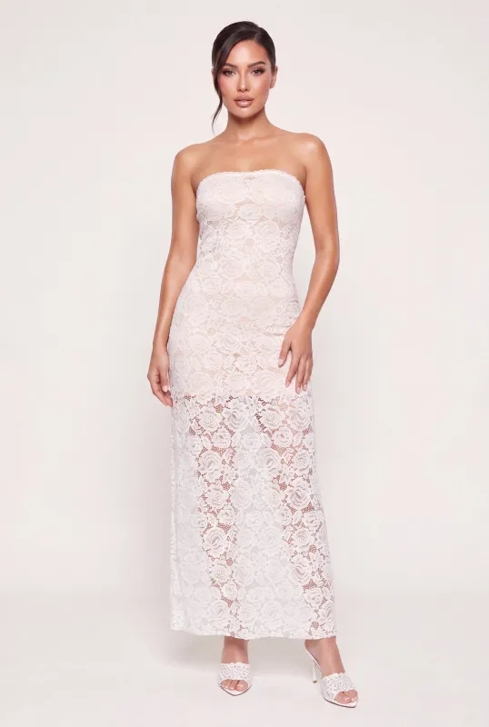 Floral Lace Tube Maxi Dress made by Rainbow