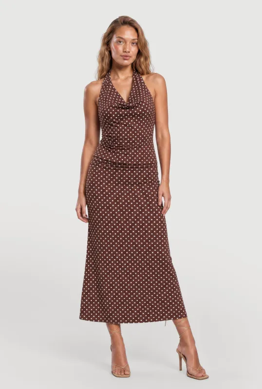 Almost Famous Polka Dot Halter Top and Skirt Set made by Almost Famous